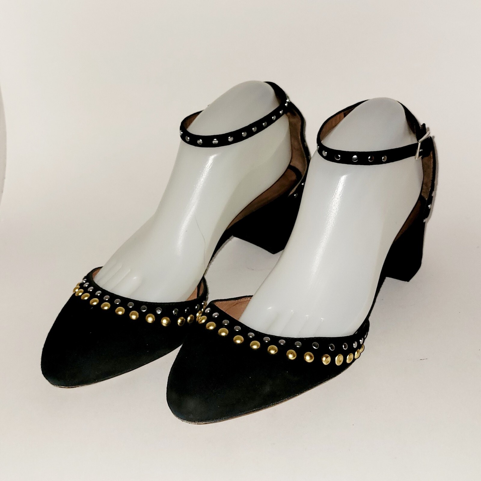 Tabitha Simmons Anais Black Suede Leather Studded Ankle Strap Pump Shoes 40.5