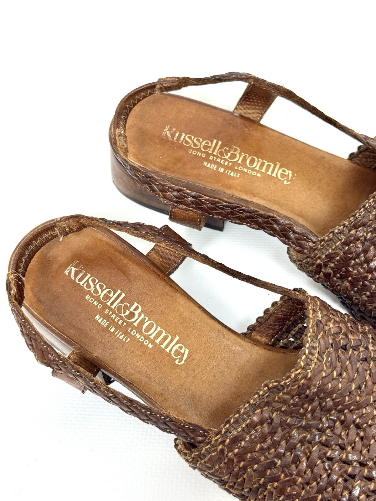 Russell & Bromley Alana Leather Brown Slingback Sandals Women’s Size 39, US 8