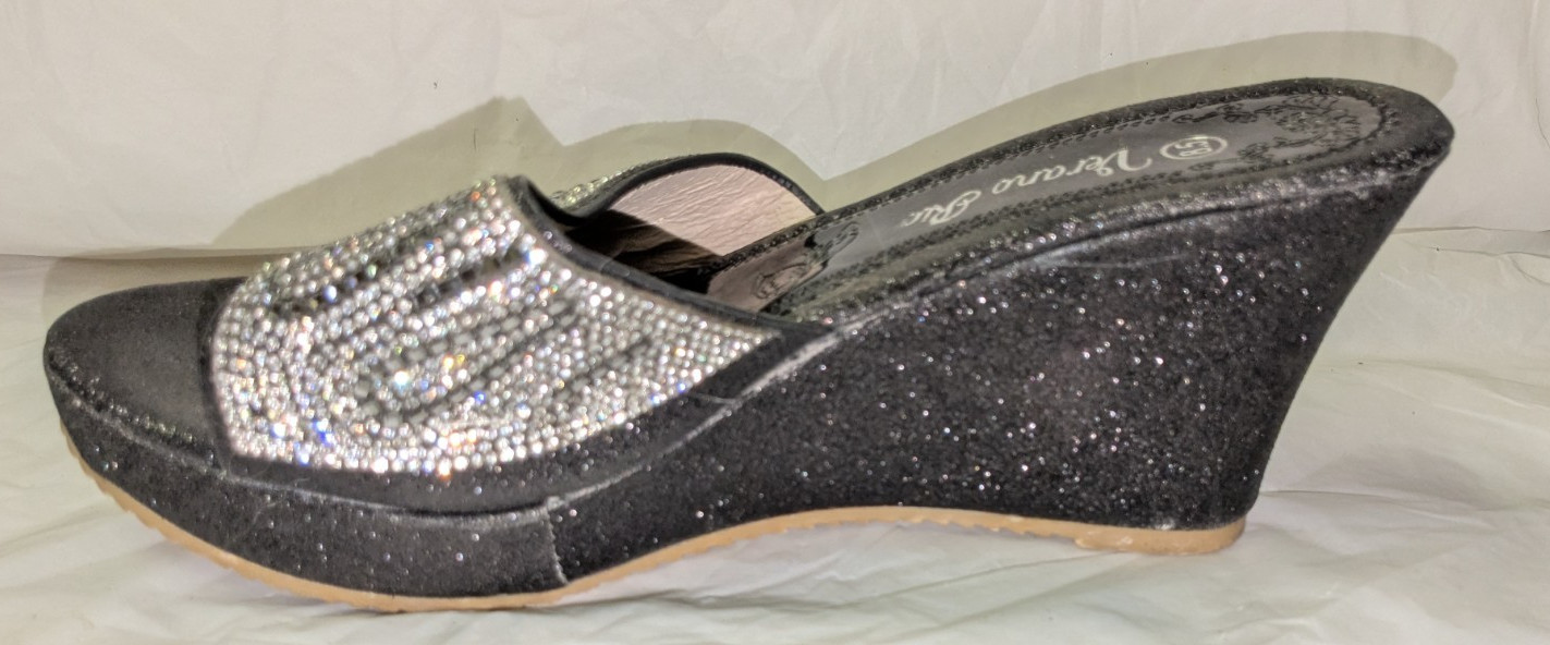 Verano Rio Beaded Sparkle Wedge Slip-on Dress Prom Wedding Sandals Shoes SZ 8.5
