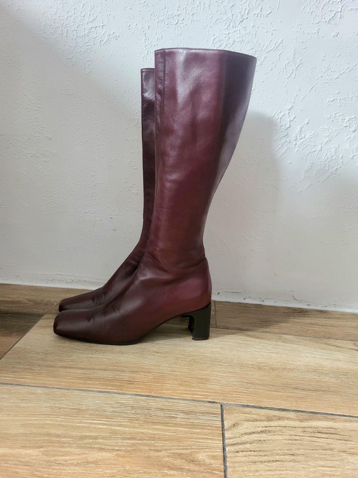 Ledies Boots Knee High Genuine Leather Shoes UK5.5 US7.5 EU38.5 Burgundy Italy
