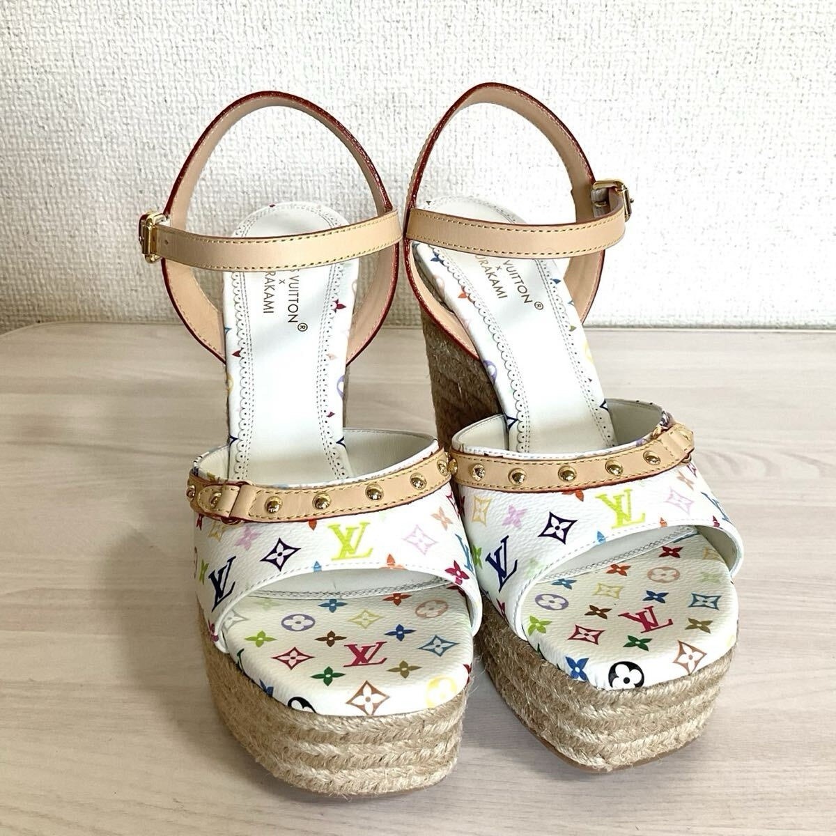 Rare Louis Vuitton Takashi Murakami Helios Sandals Monogram Multicolor 37 Heel
