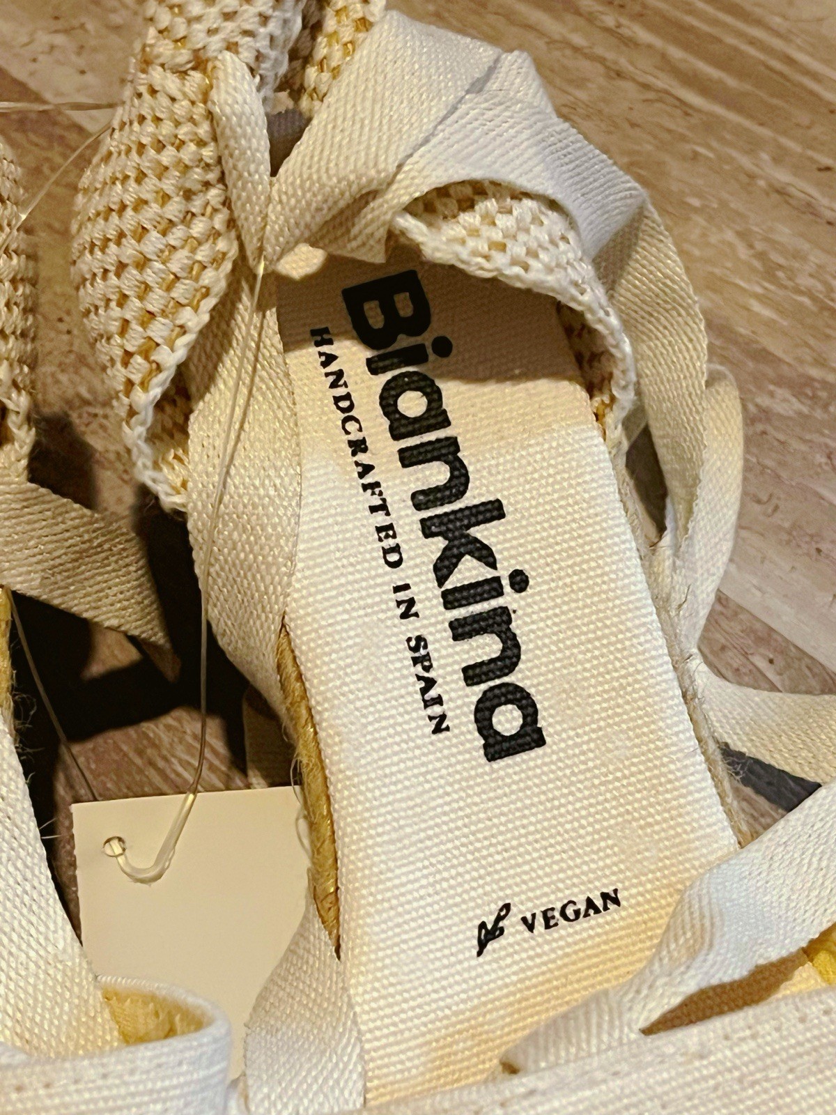 New Biankina Sustainable, Eco Friendly, Vegan Canvas Espadrille Wedges Beige 8