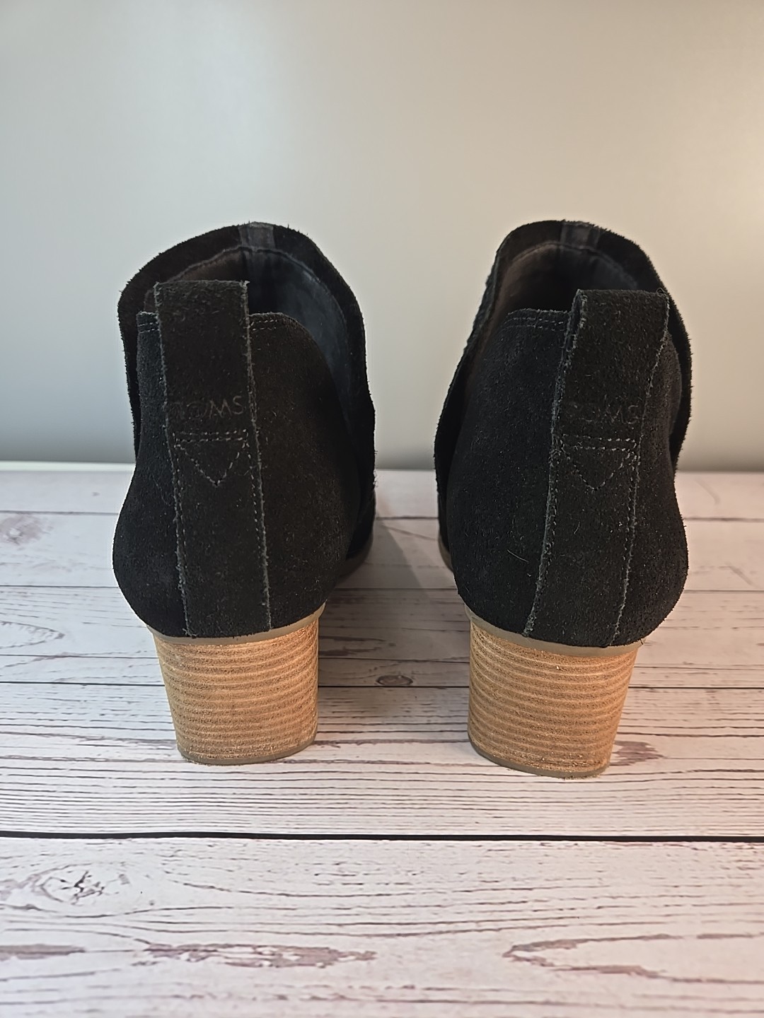 TOMS Women’s Kaia Wedge Ankle Boot Black Suede Size 10 W Bootie