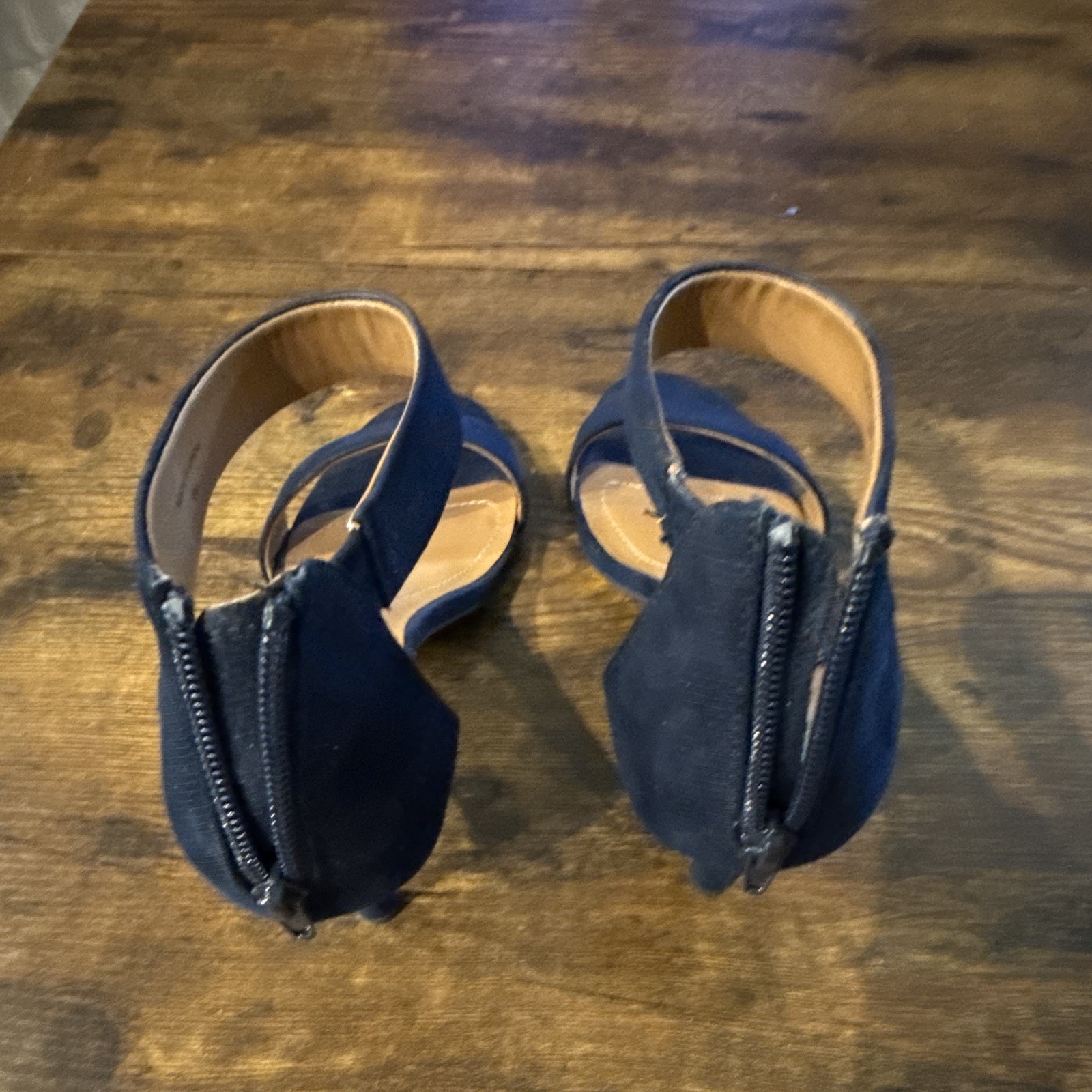 Mossimo Women’s Blue Suede Open Toe Ankle Strap Stiletto Heels Zip Size 9