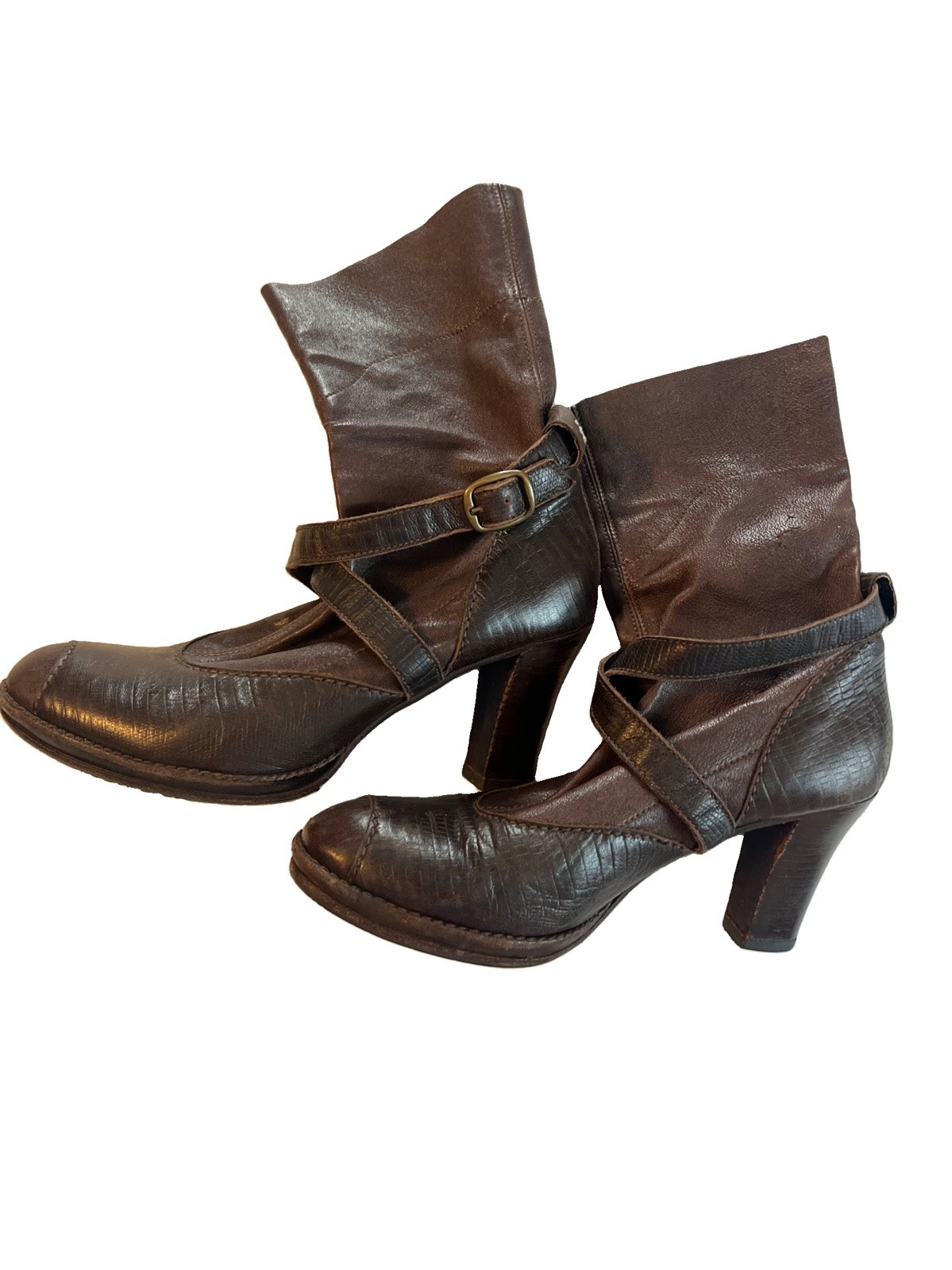 Heuoy Beyueliu Women’s Size 38.5 Leather Brown Handmade In Italy