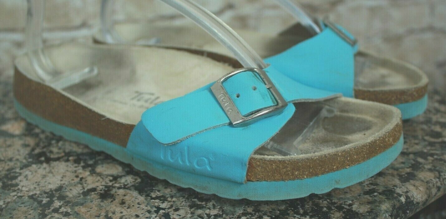 TULA BY BIRKENSTOCK WOMEN’S TEAL SLIDE SANDALS 6US/37EU NARROW VGC!