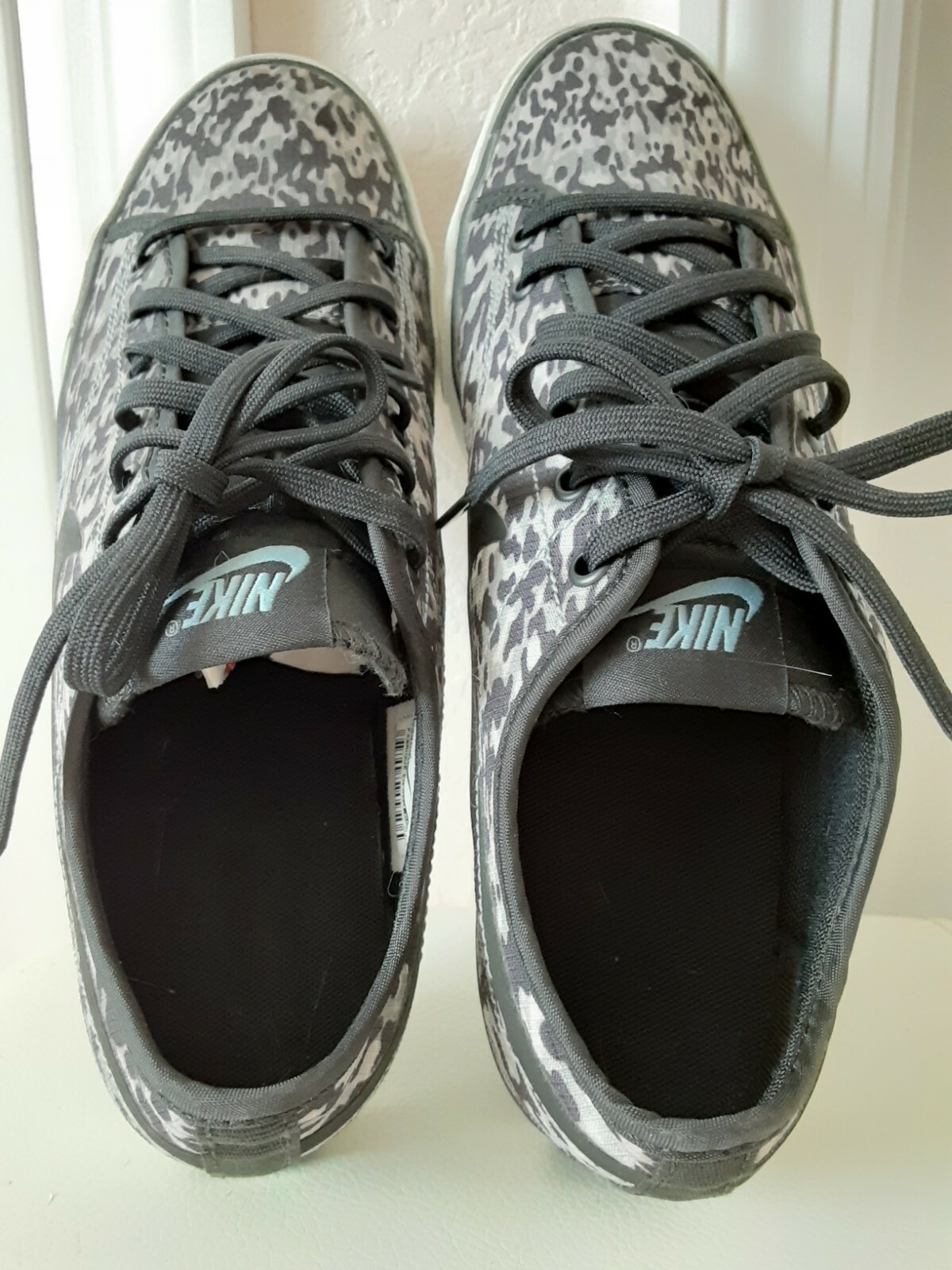 Nike Primo Court Women’s Canvas Print Black Size 8.5 Sneakers INDONESIA.