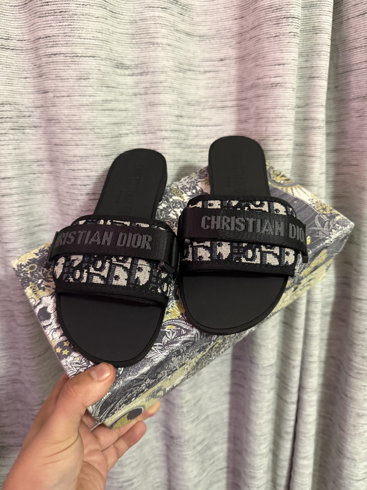 CHRISTIAN DIOR DIO(R)EVOLUTION SLIDES SANDALS BLACK SILVER US 6 EU 36 WOMENS NEW