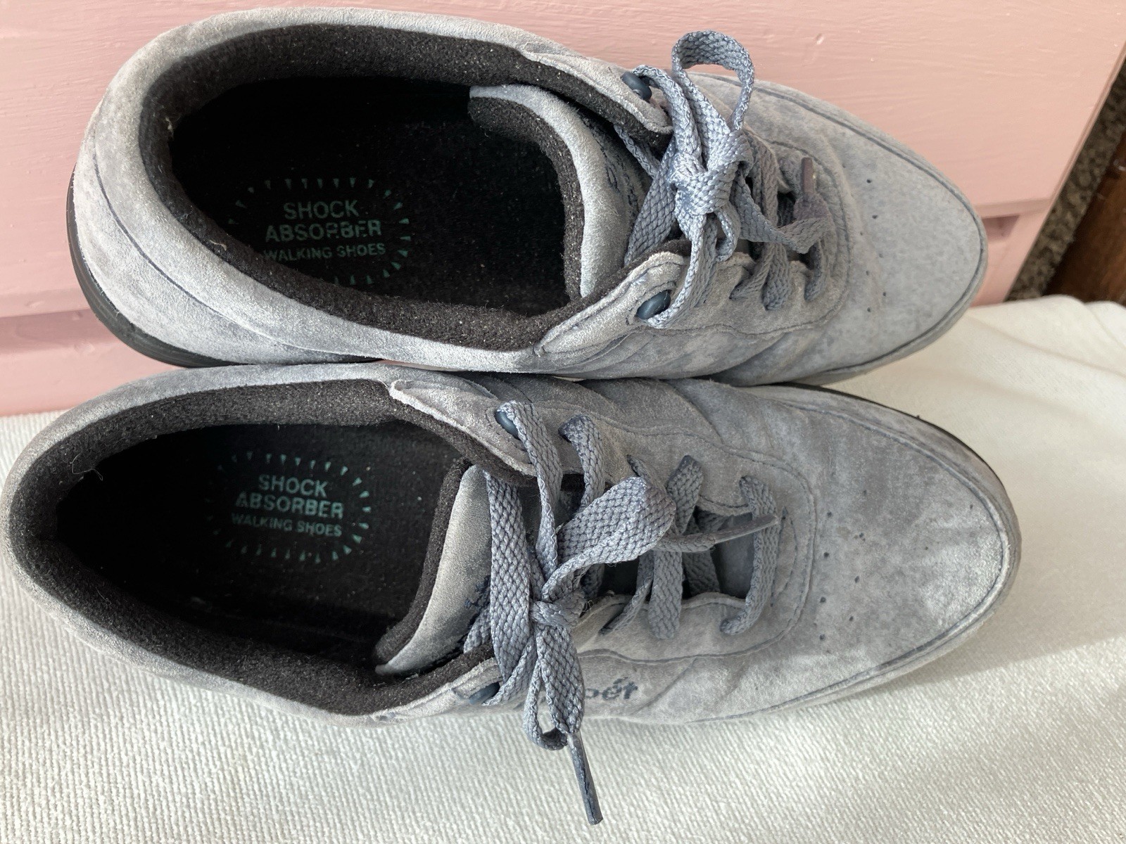 Propet Womens Washable Walker Grey Leather Shoes 7B
