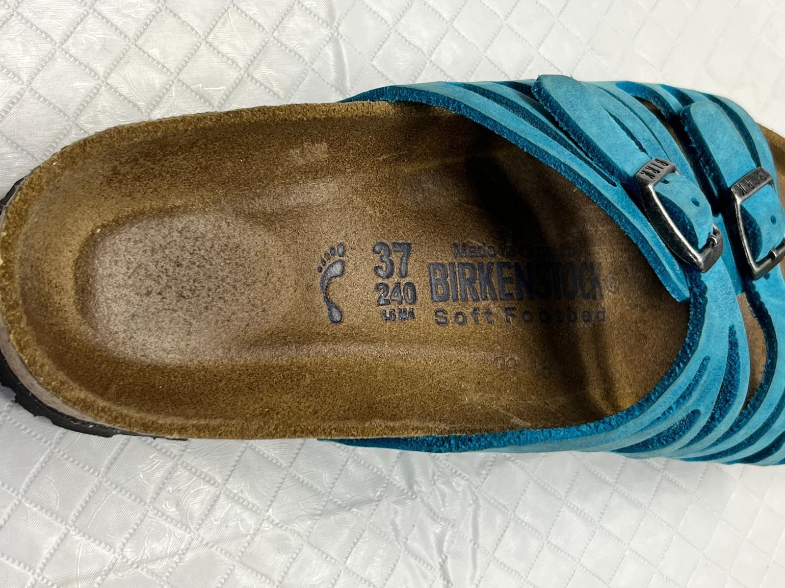 Birkenstock Women’s Granada Sandals EU 37 US 7.5-8 Teal Blue Soft Footbed