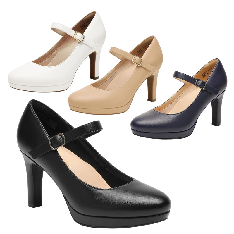 Women Ankle Strap Round Toe Stilettos High Heel Mary Jane Dress Pump Shoes