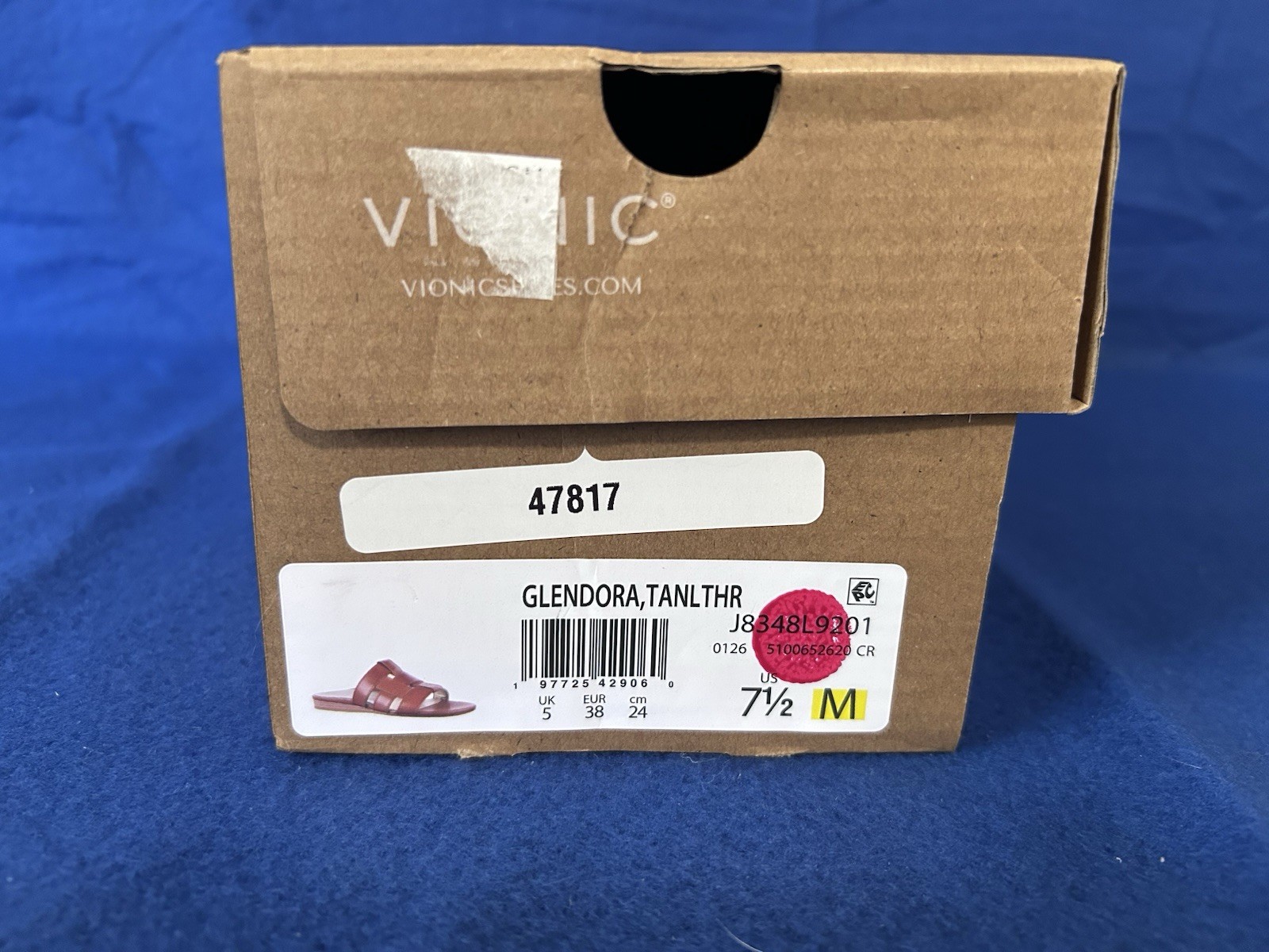 Vionic Leather Slide Sandals-Glendora-Tan Leather-7.5M