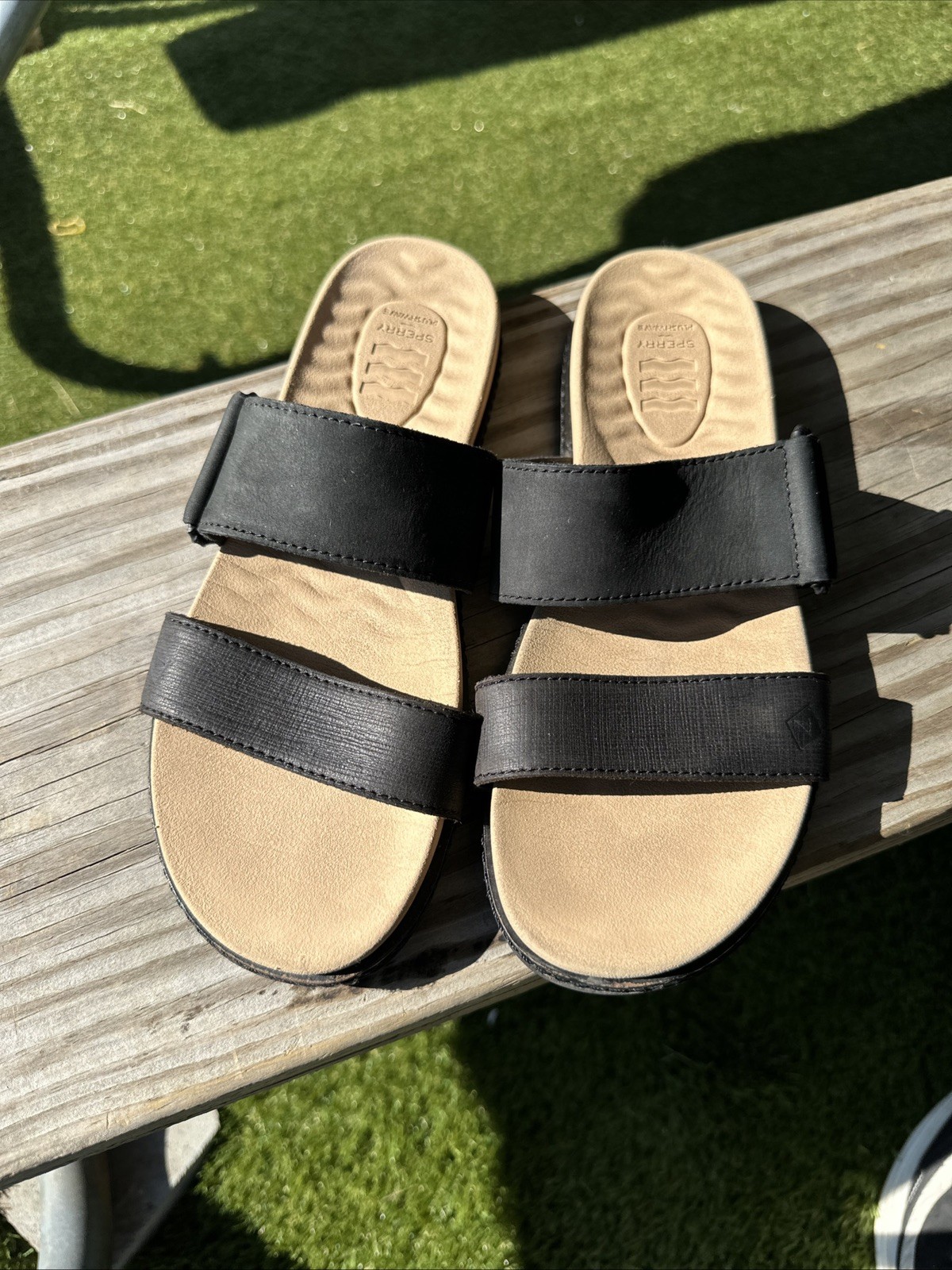 NEW SIZE 6M Sperry Top Sider Womens Black Sandals Shoes Nice Dock Boating