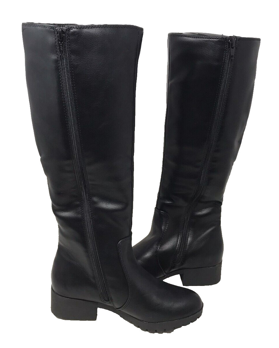 SO Women’s Ribcage Zip Up Knee High Comfort Fashion Boots Black Size:7 91D