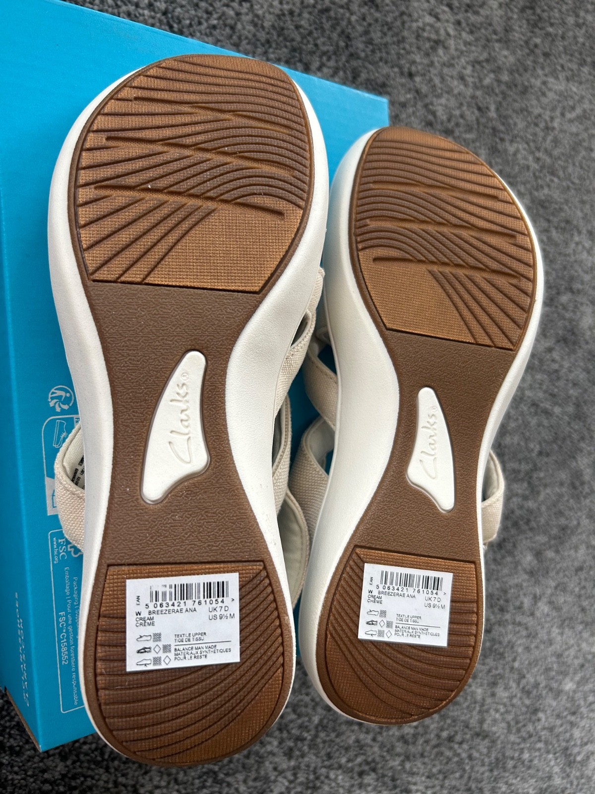 Clarks Cloudsteppers BreezeRae Ana Wedge Sandals Women’s 9.5 Cream New