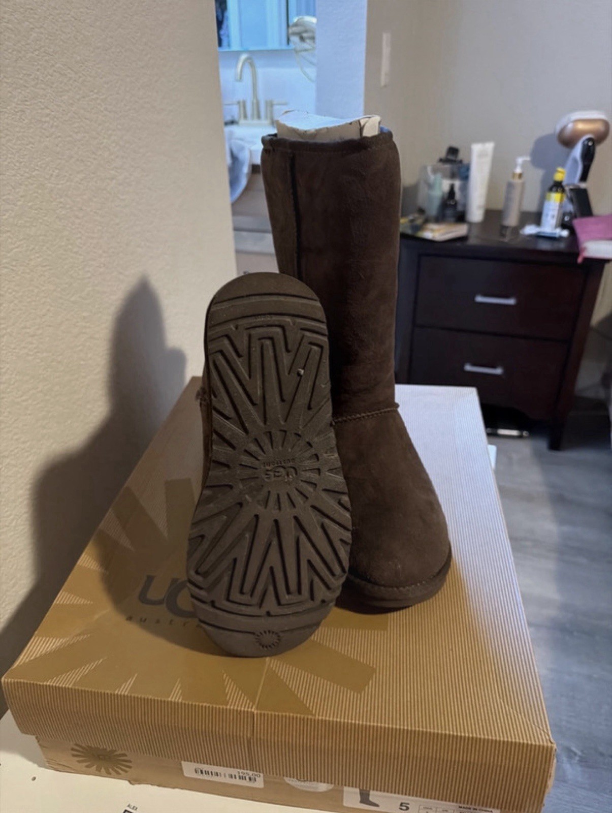 UGG Classic Tall Brown Suede Shearling Lined Pull On Knee High Boot US 5 EU 36