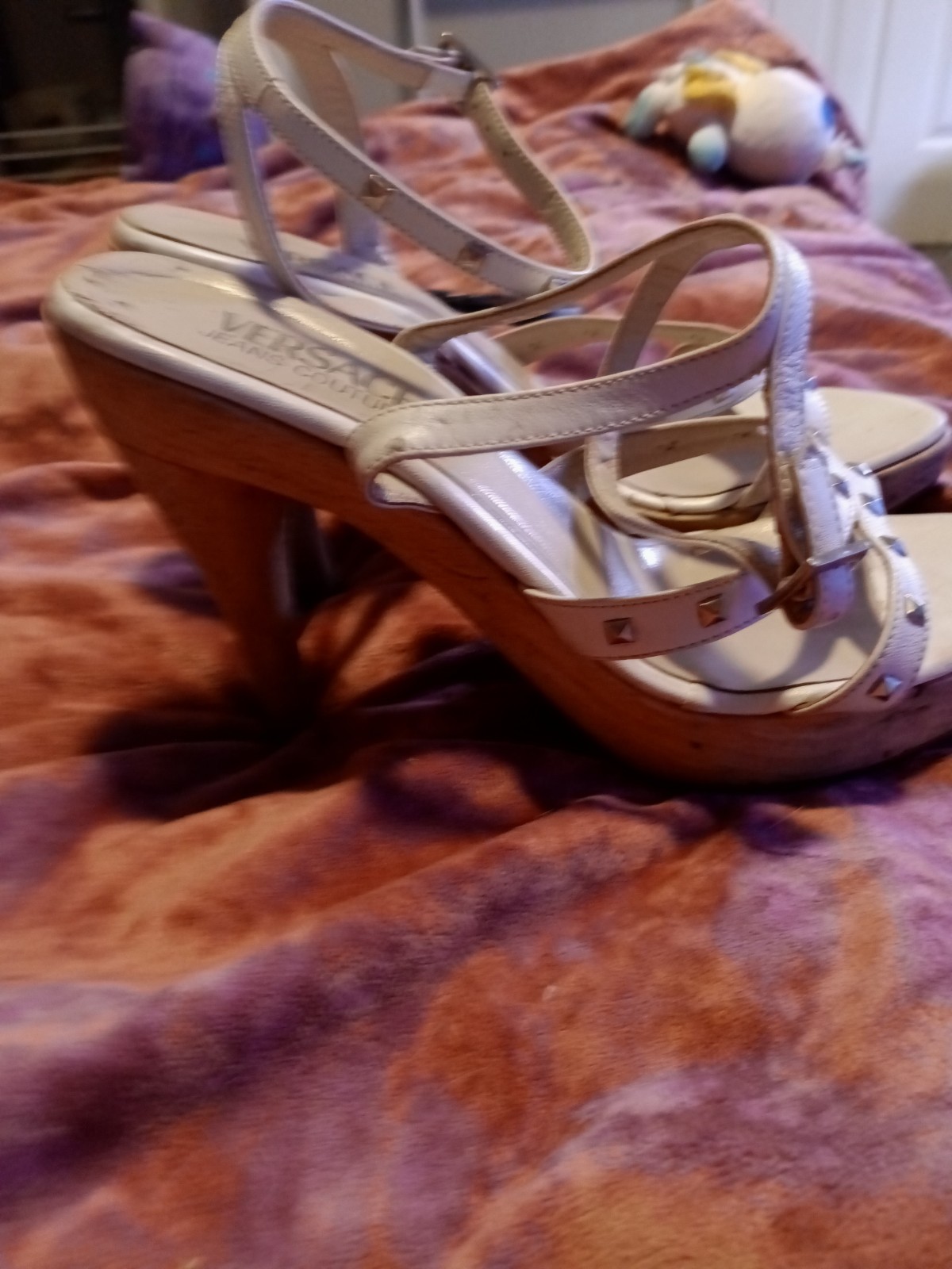 Versace Jeans Couture White Platform Sandals Women’s Size 38 US 8