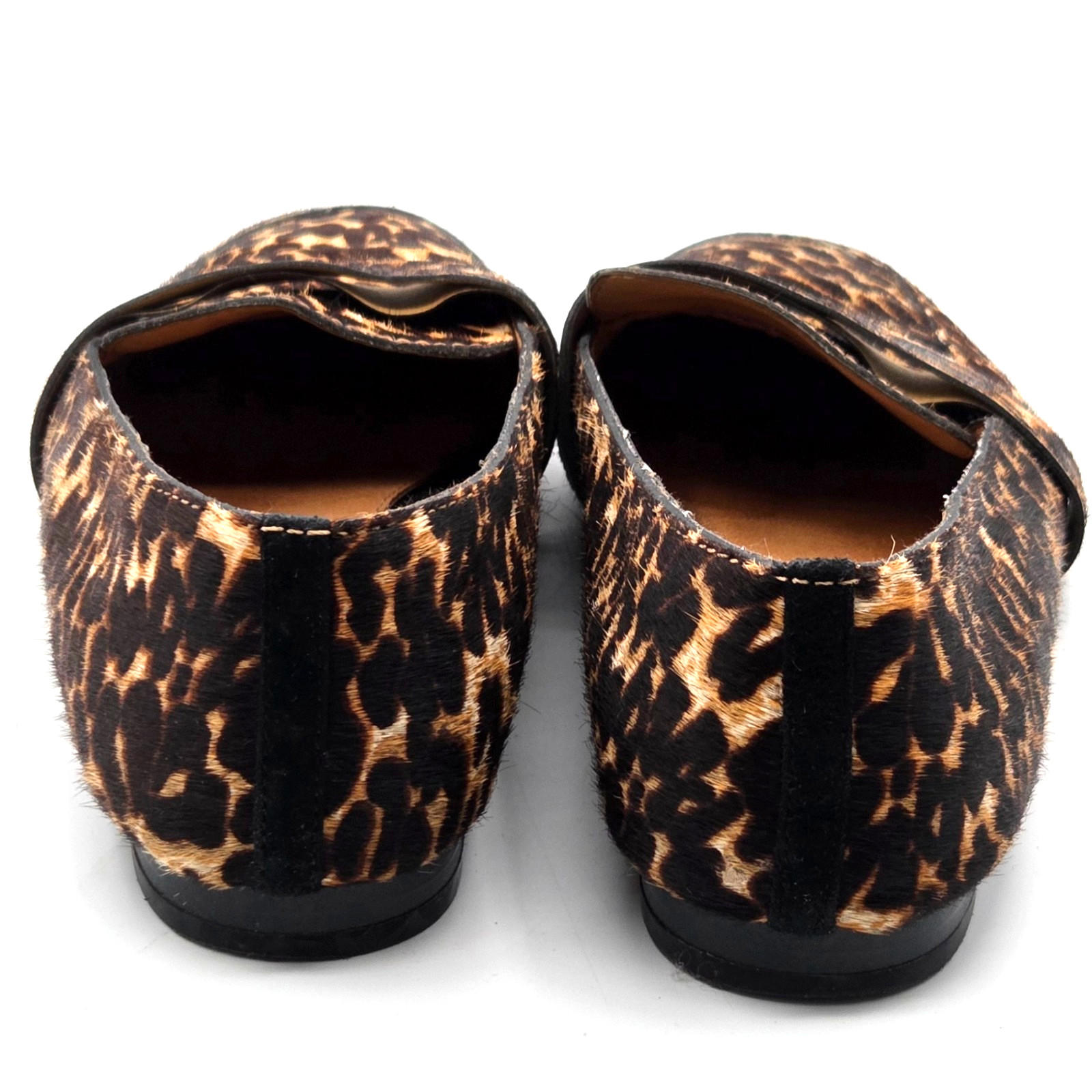 Halogen Lucy Genuine Calf Hair Flats Loafers Chocolate Leopard Print Size 8.5