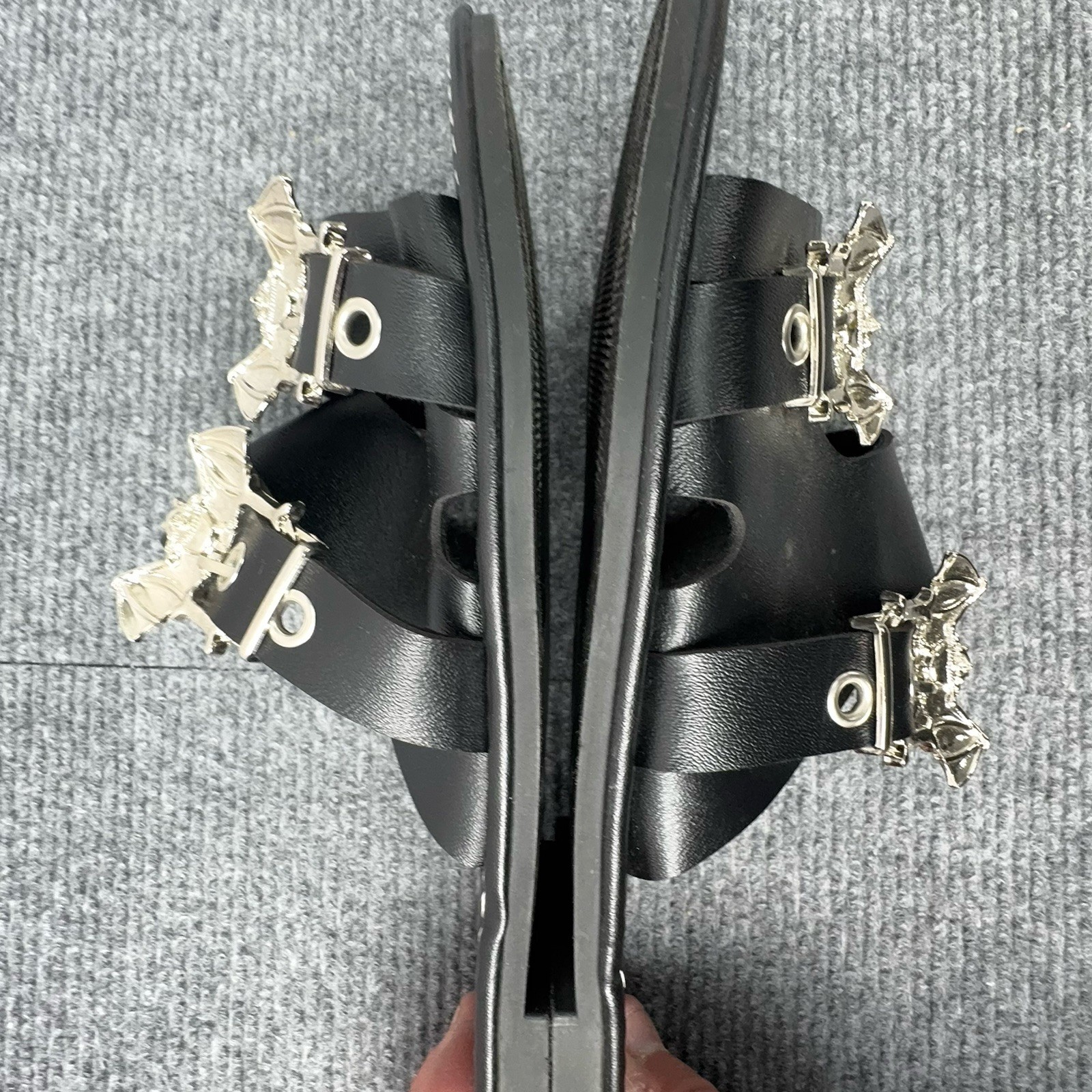 Goth Bat Buckle Slide Sandals Black Punk Grunge Alt Y2K Women’s EU 38 US 7.5