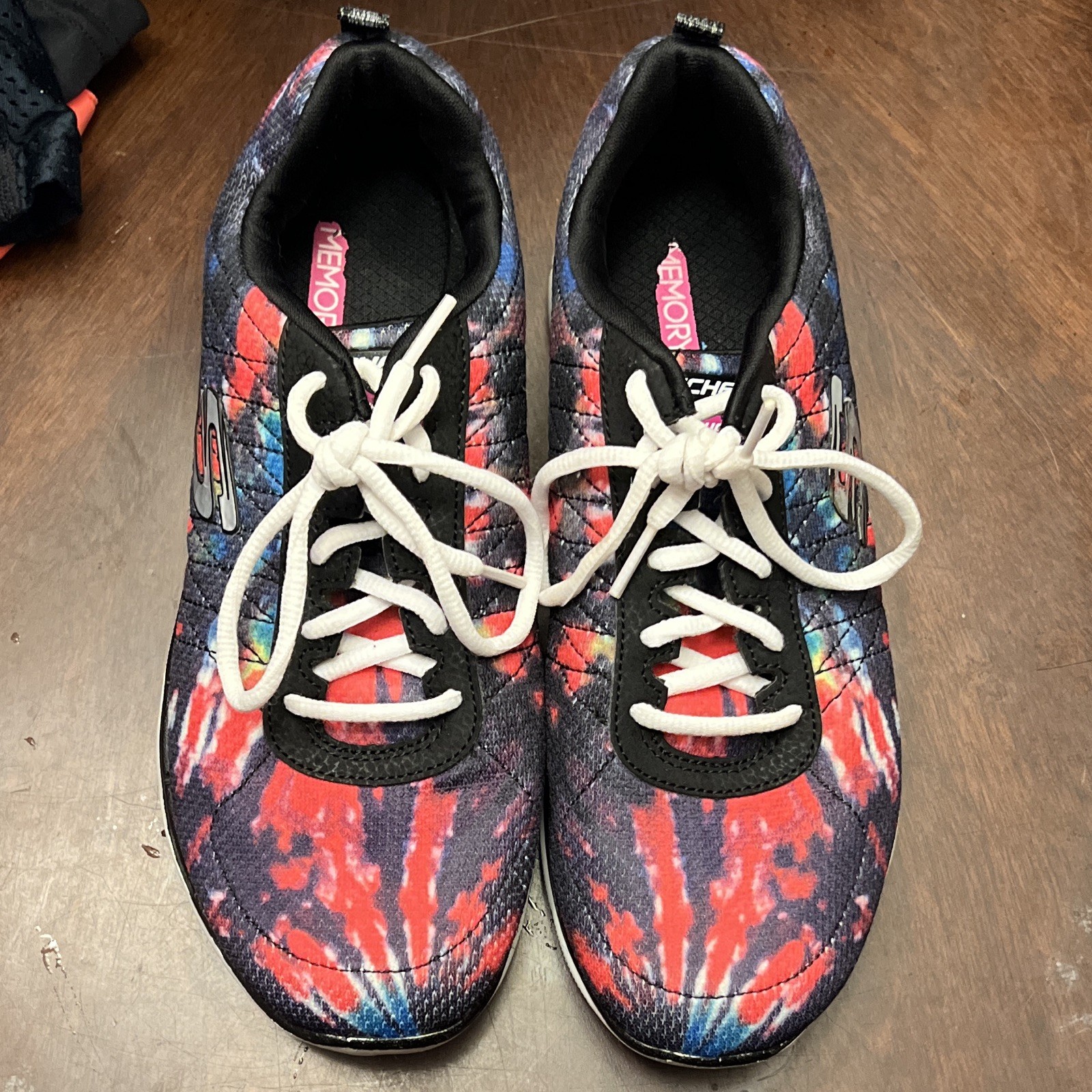 SKECHERS Memory Foam Tie Dye Lace-Up Lightweight Multicolor Low Top Sneakers