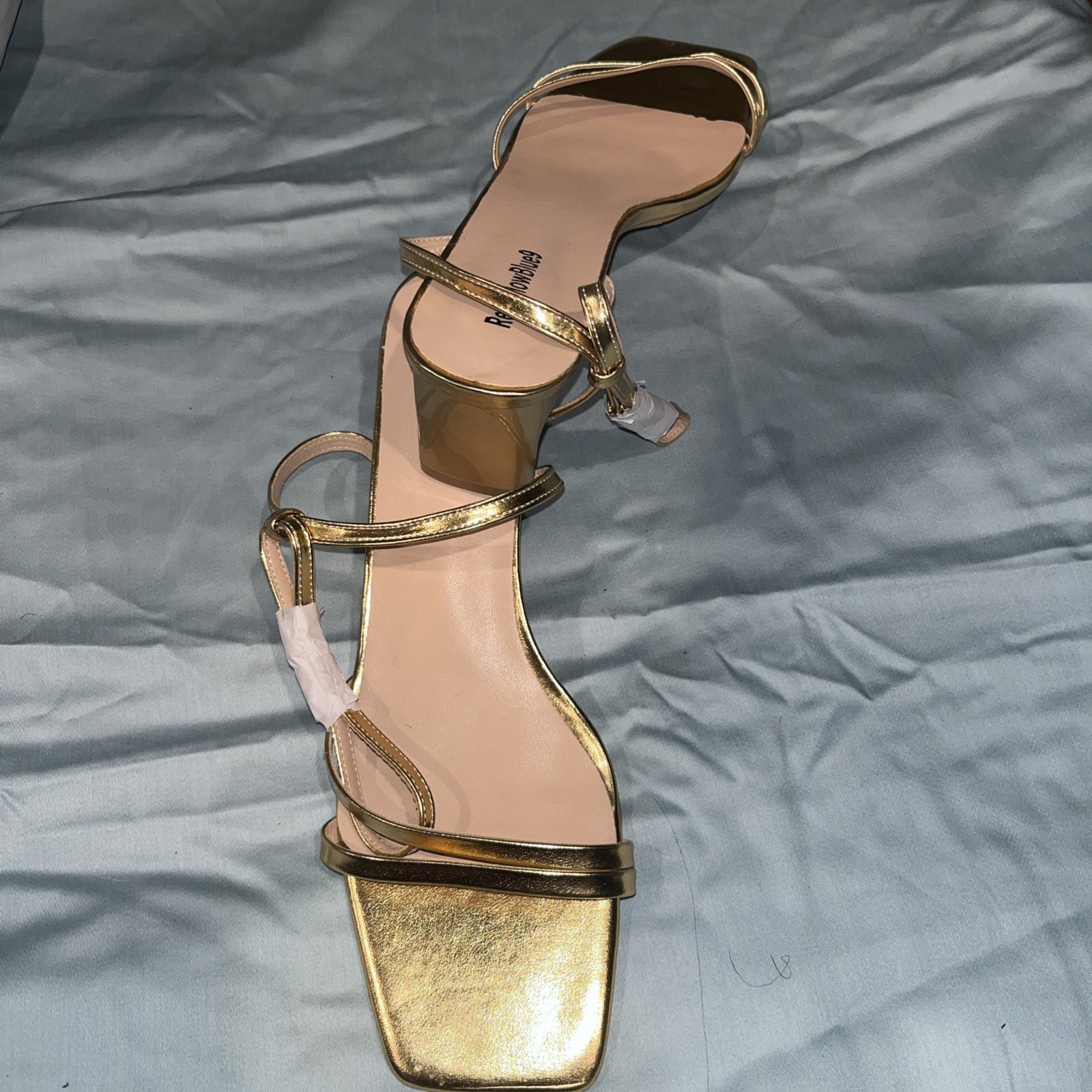 RedYellowBlue9 strappy sandals shoe heel Hold leather Rectangle heel Size 11