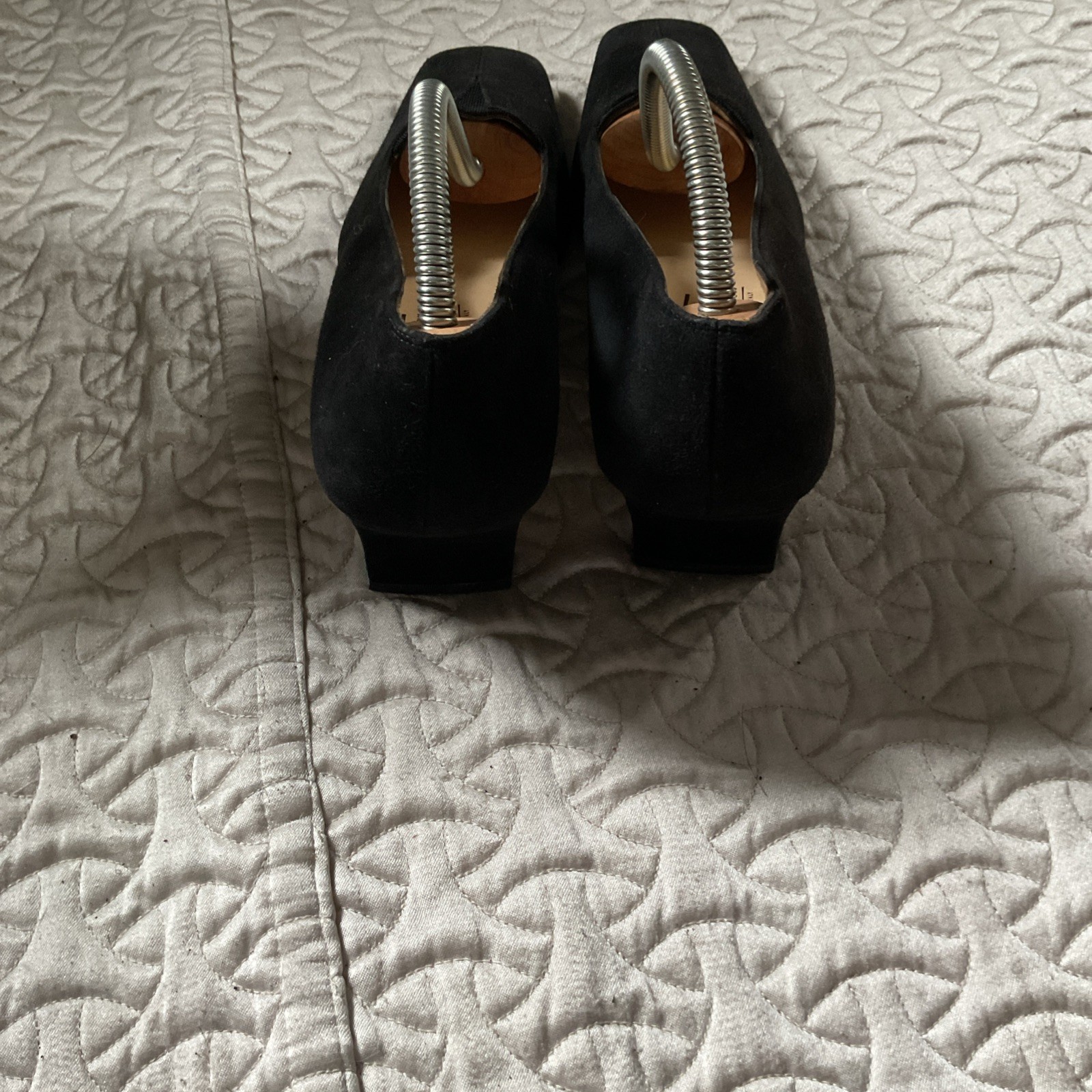 WOMENS SALVATORE FERRAGAMO BLACK SUEDE SHOES WALKING HEEL 8.5AAA