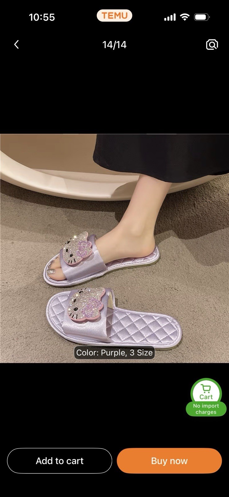 Kawaii Purple Satin Quilted Slippers Rhinestone Cat Coquette Y2K House Shoes