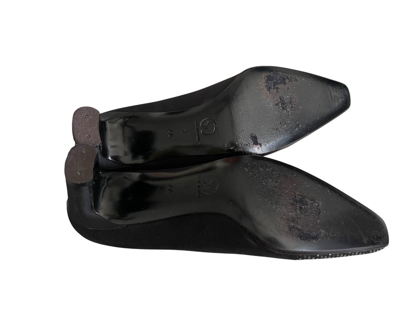 St. John Shoes Woman’s Heels Black Fabric Size 7 Made in Italy Pointed Toe