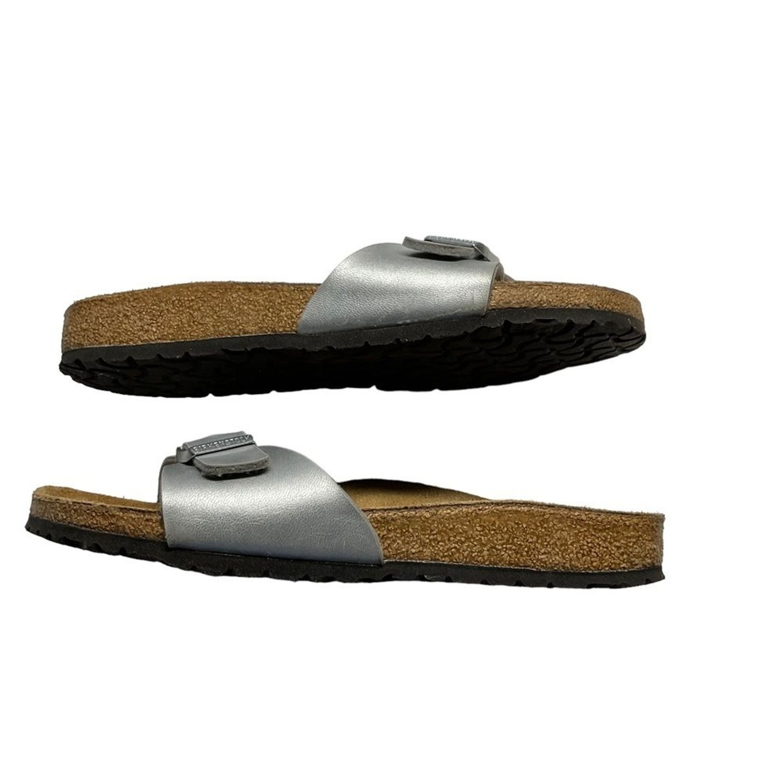 Birkenstock Madrid Graceful Silver Metallic Big Buckle Sandal Sz EU 38 US 7-71/2