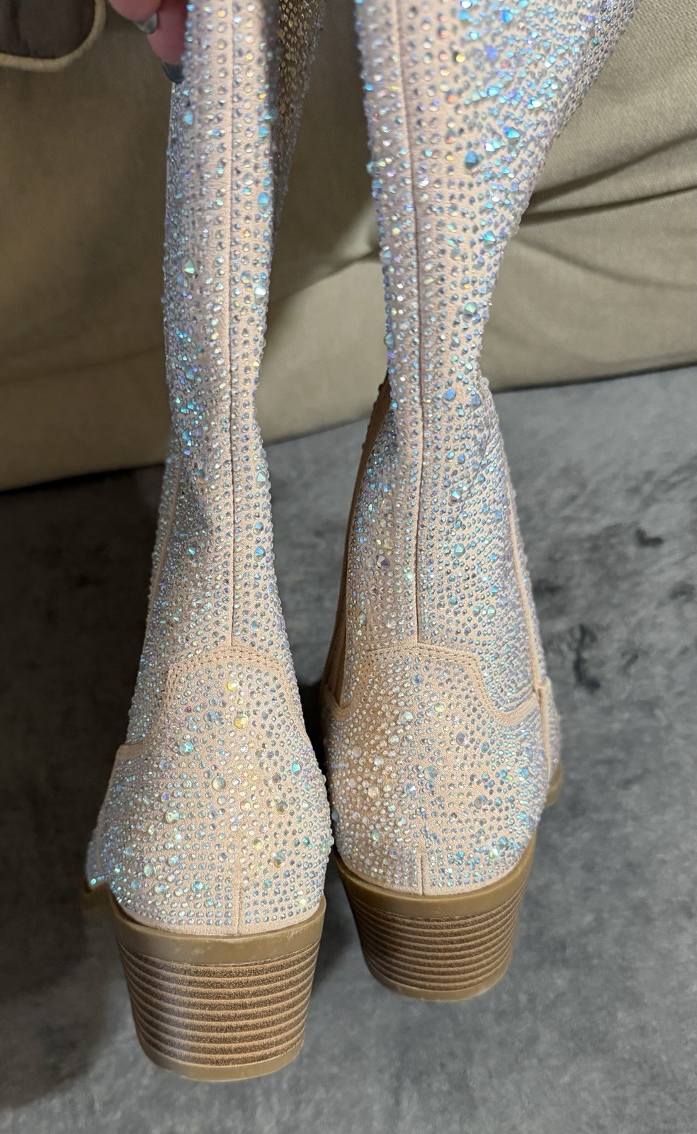 Torrid Embellished Knee High Boot Clear Size 8WW New W/O Box