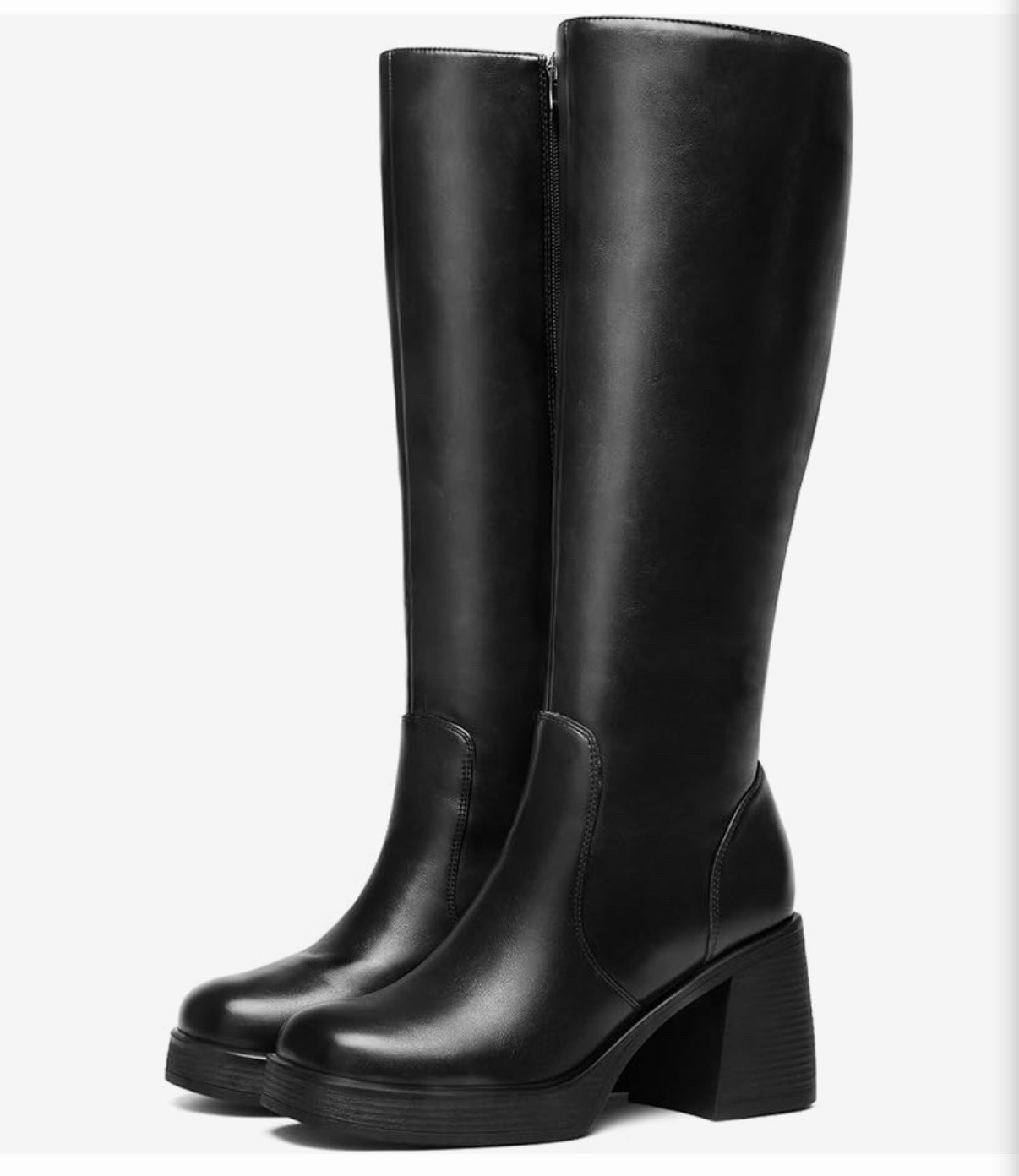 NEW Choiran Black Platform Chunky Block Heel Boots Punk Goth Gogo Zip 7 Y2K Faux
