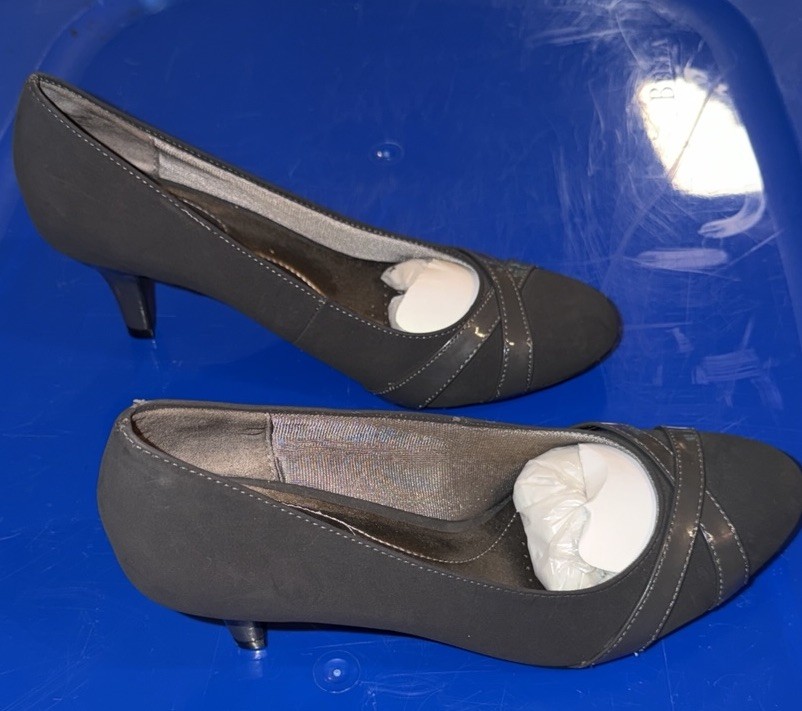 LifeStride Gray Patent Kitten Heel Pumps Women’s Size 8M Man Made Slip On