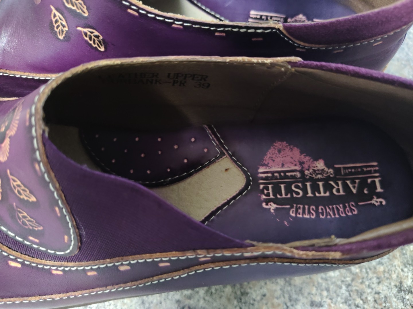 Spring Step L’Artiste Burbank Purple Leather Clogs Women’s EU 39 US 8.5