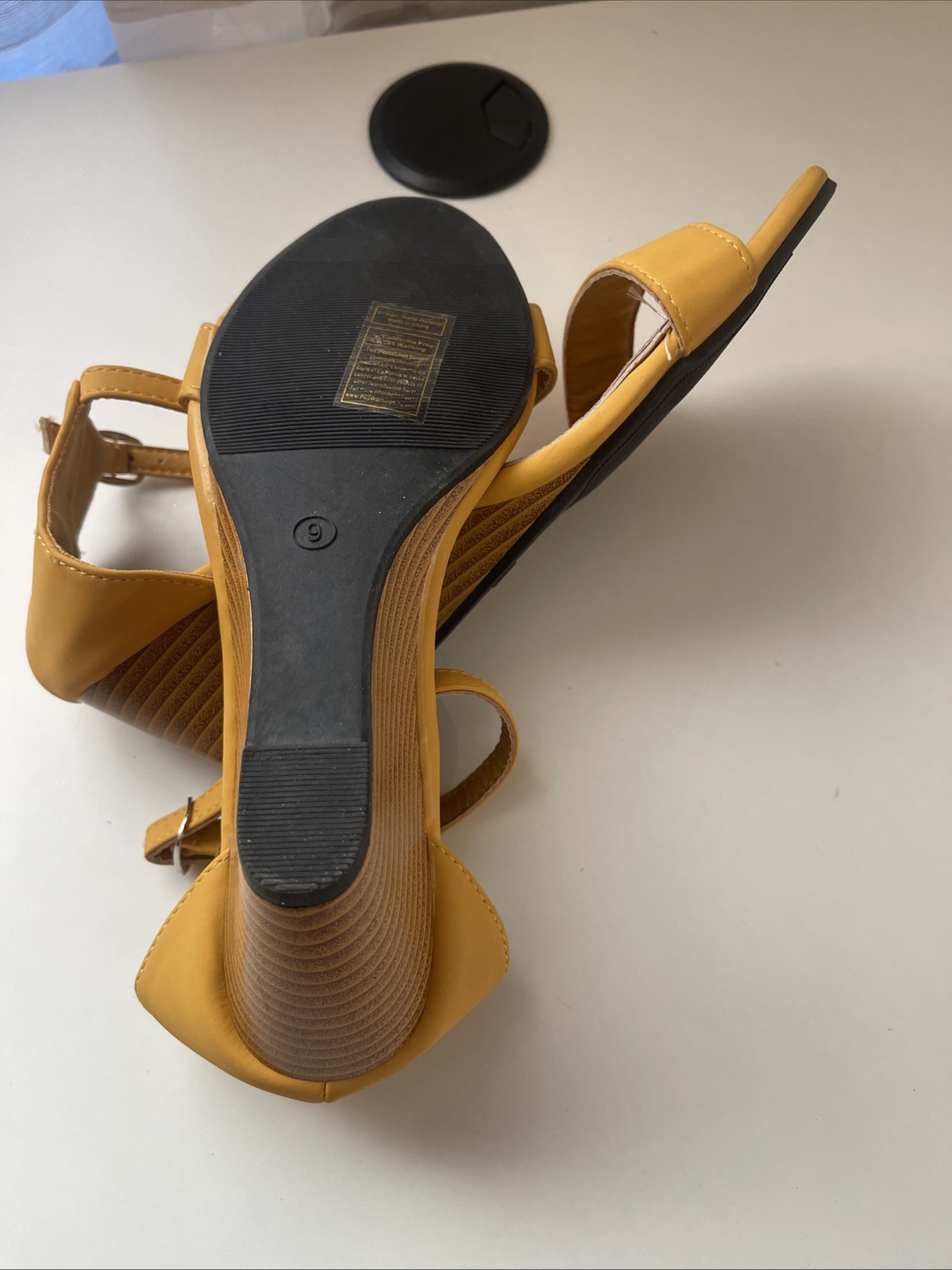 Wells 9 Leatherette Adjustable Ankle Strap Mid Heel Wedge Dress Sandals