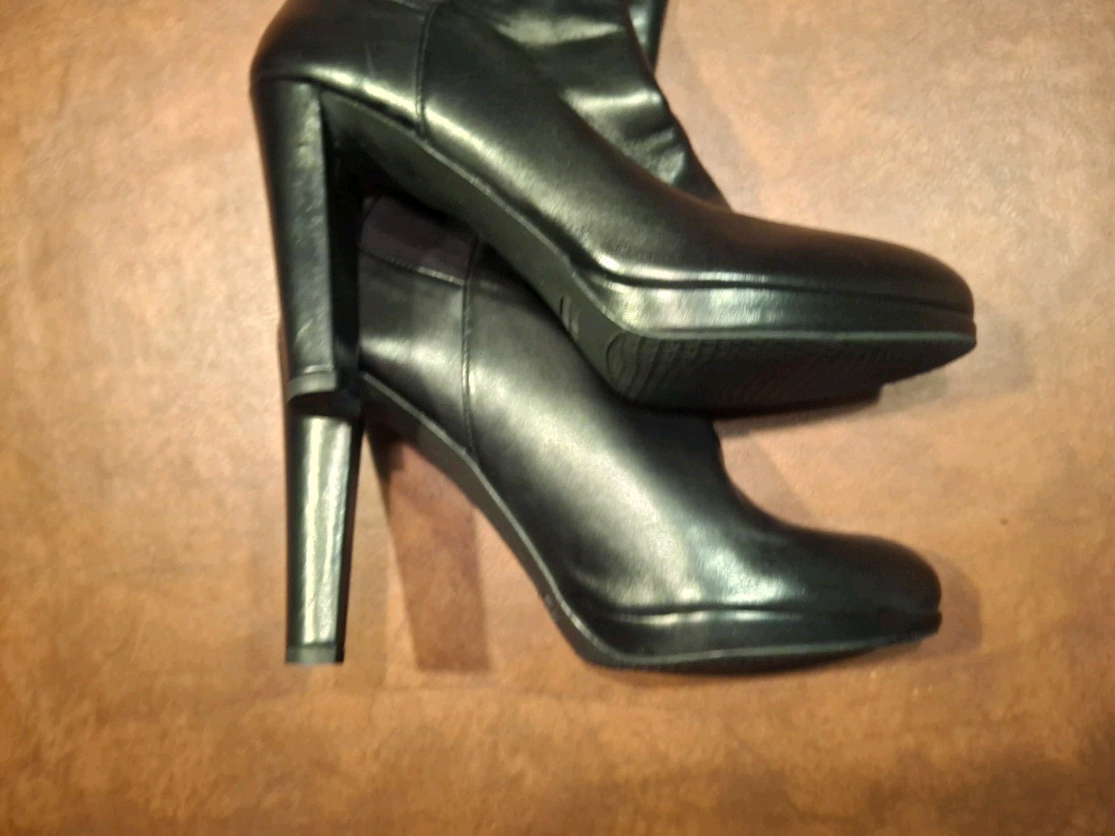 STUART WEITZMAN LEATHER OTK BOOTS 10N BLACK 50/50 STRETCH SMOOTH LEATHER SPAIN