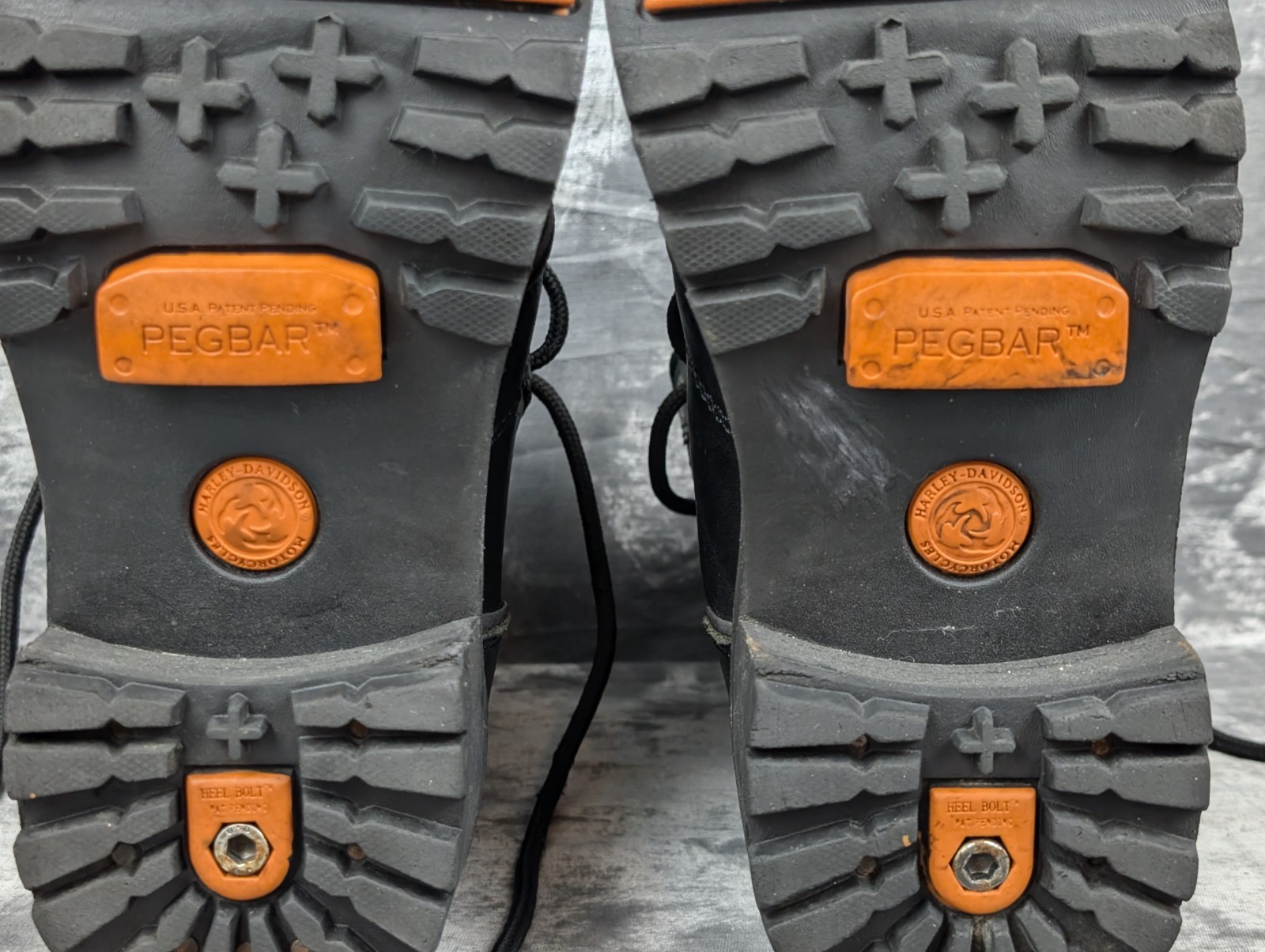 Harley Davidson Motorcycle Boots W 8.5 Leather 88352 Skull Peg Bar Heel Bolt