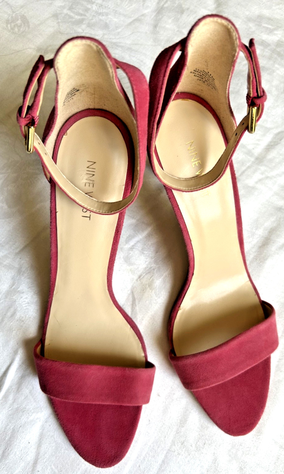 NINE WEST Fuchsia Pink Leather Strapped Heels Sandal Stiletto Heel Womens 11M