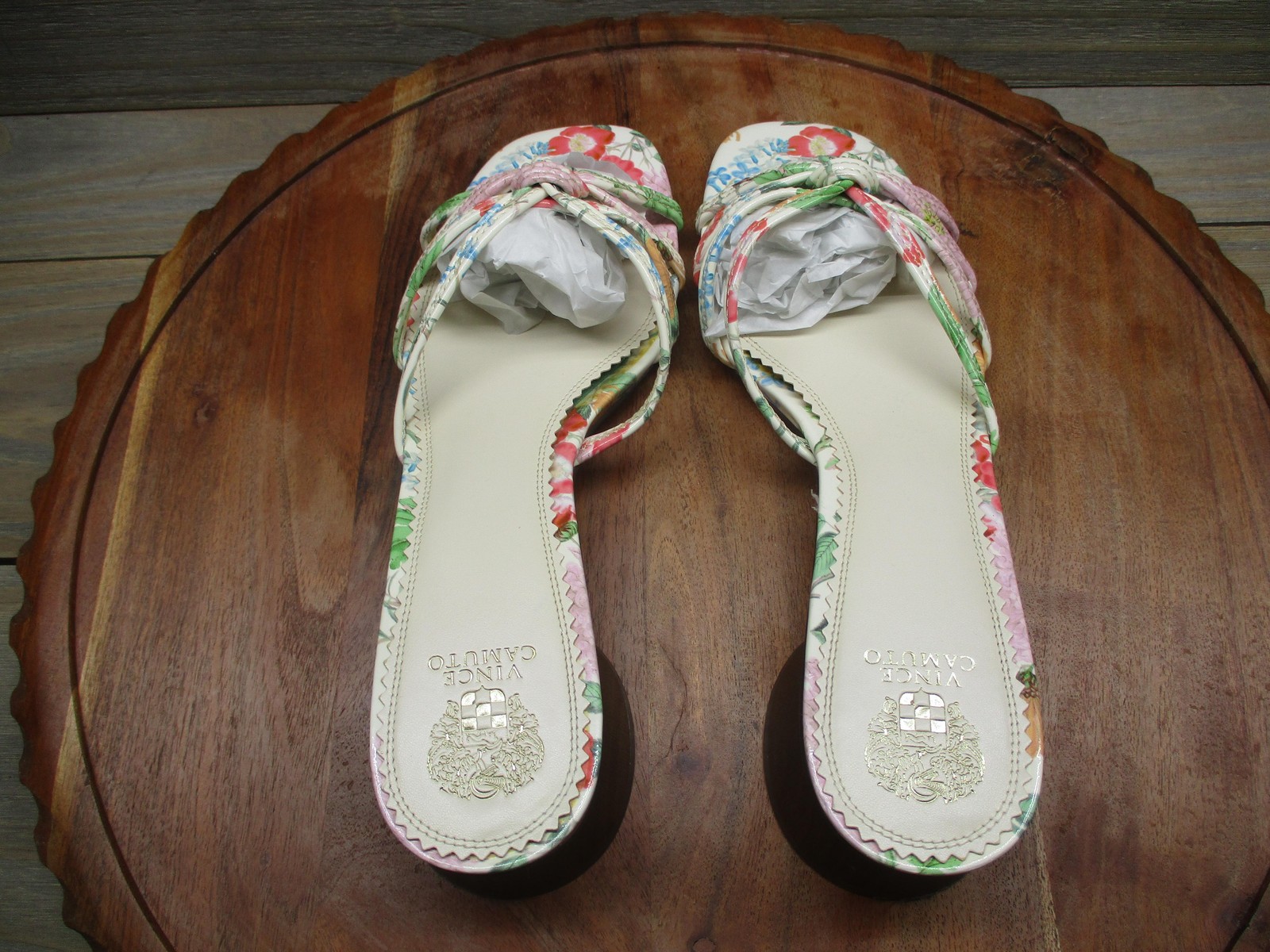 Vince Camuto Sandals Womens Size 11 Multicolor Floral Slide Cone Heel Shoes