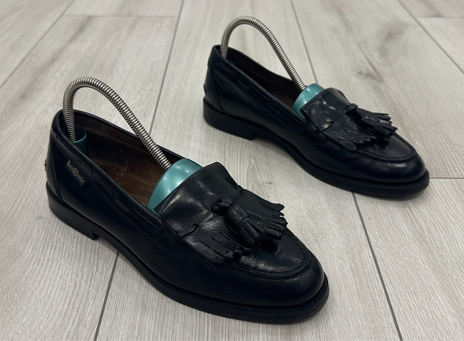 Russell & Bromley Chester Black Leather Tassel Kiltie Loafers Size EU 37 UK 4