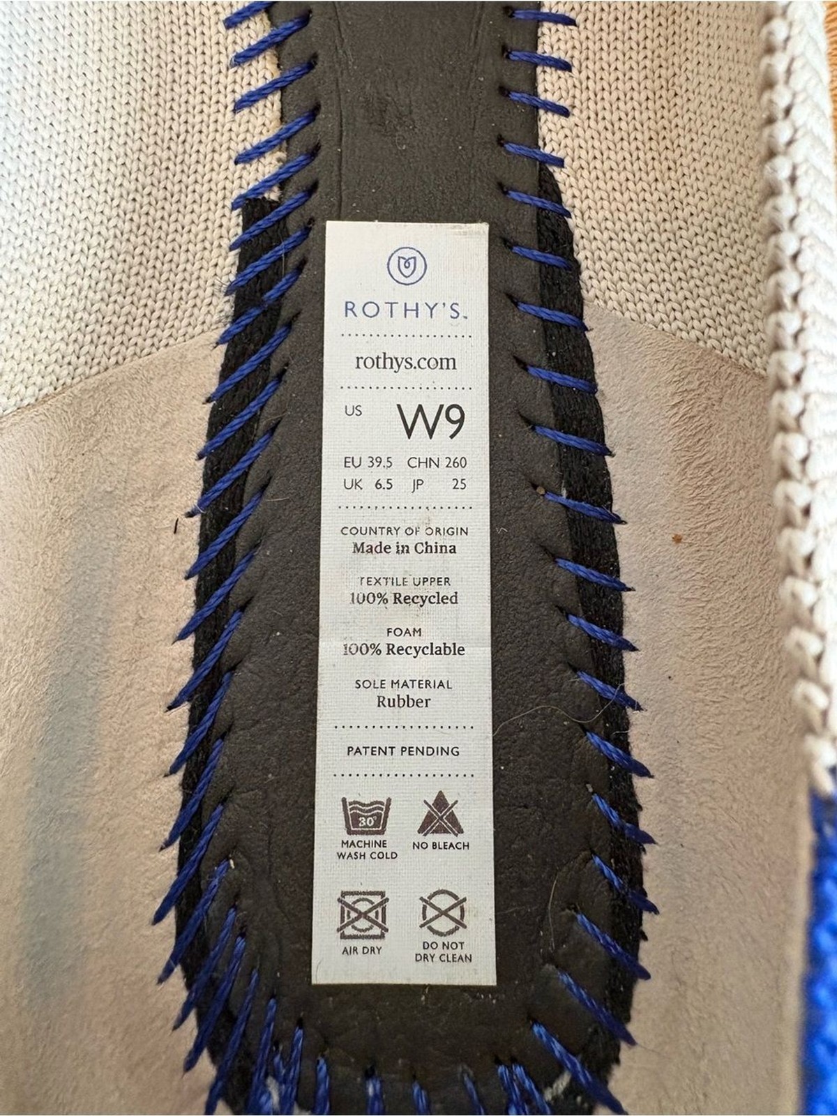Rothy’s The Point II Diamond Twill Size 9 Washable Knit Flats