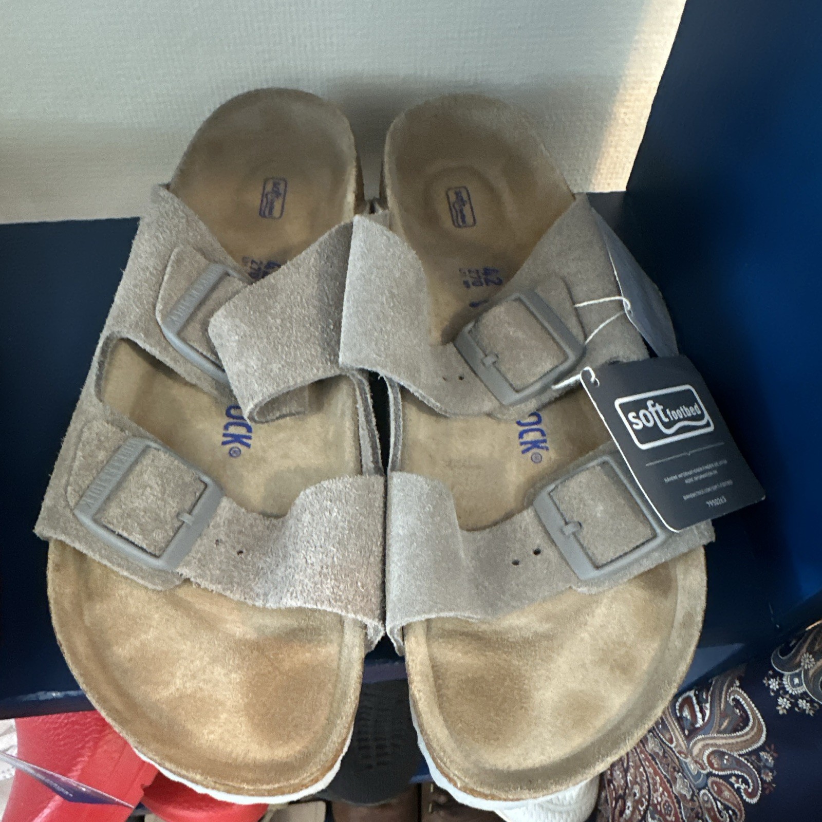 Birkenstock Arizona gray Suede Soft Footbed Slide Sandals Buckle Straps 42