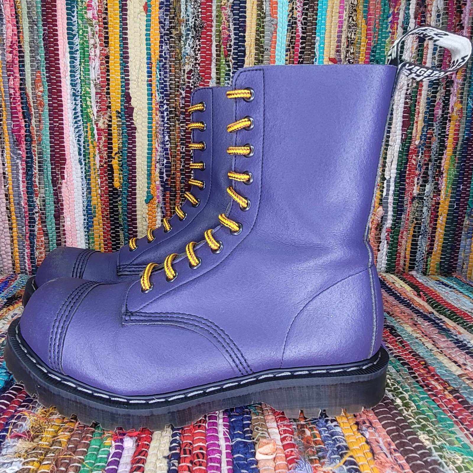 Combat Boots Steel Toe US Womens 7 UK 5 Purple by Vegetarian Shoes Pre-Owned