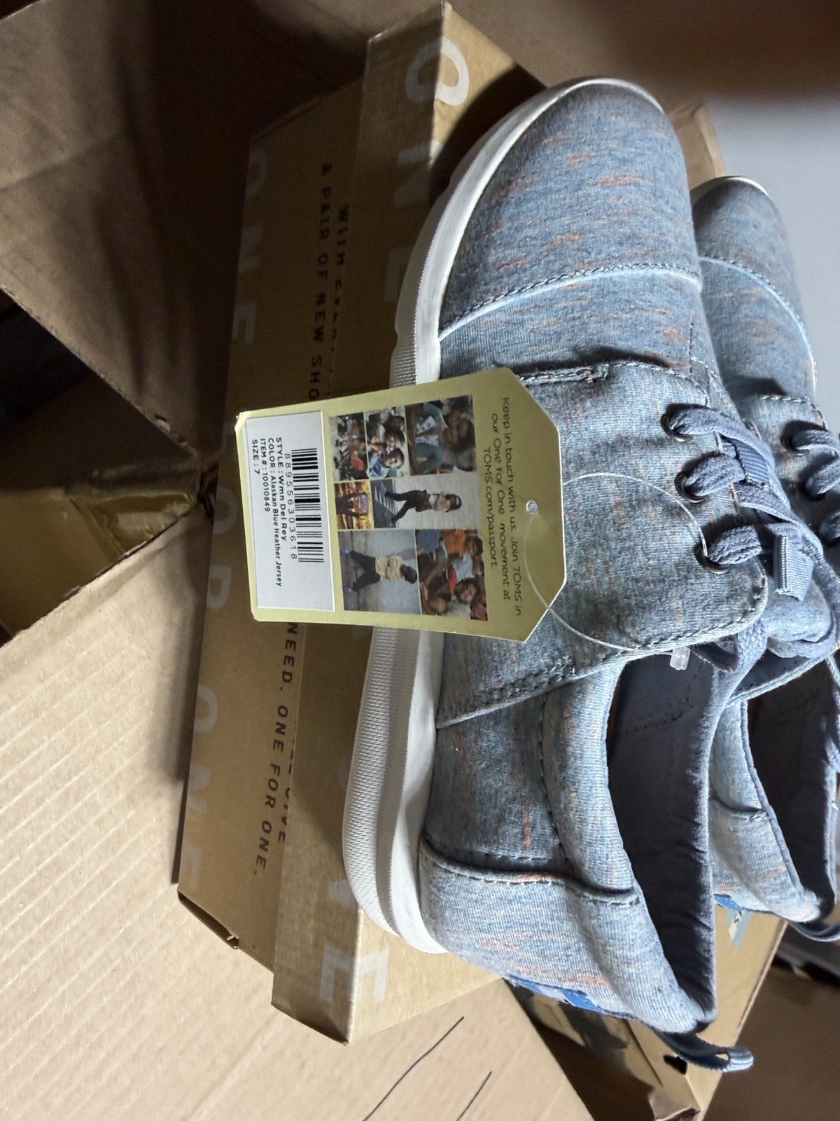 TOMS Del Rey Women’s Lace Up Low Top Sneaker Alaskan Blue Heather Jersey Casual