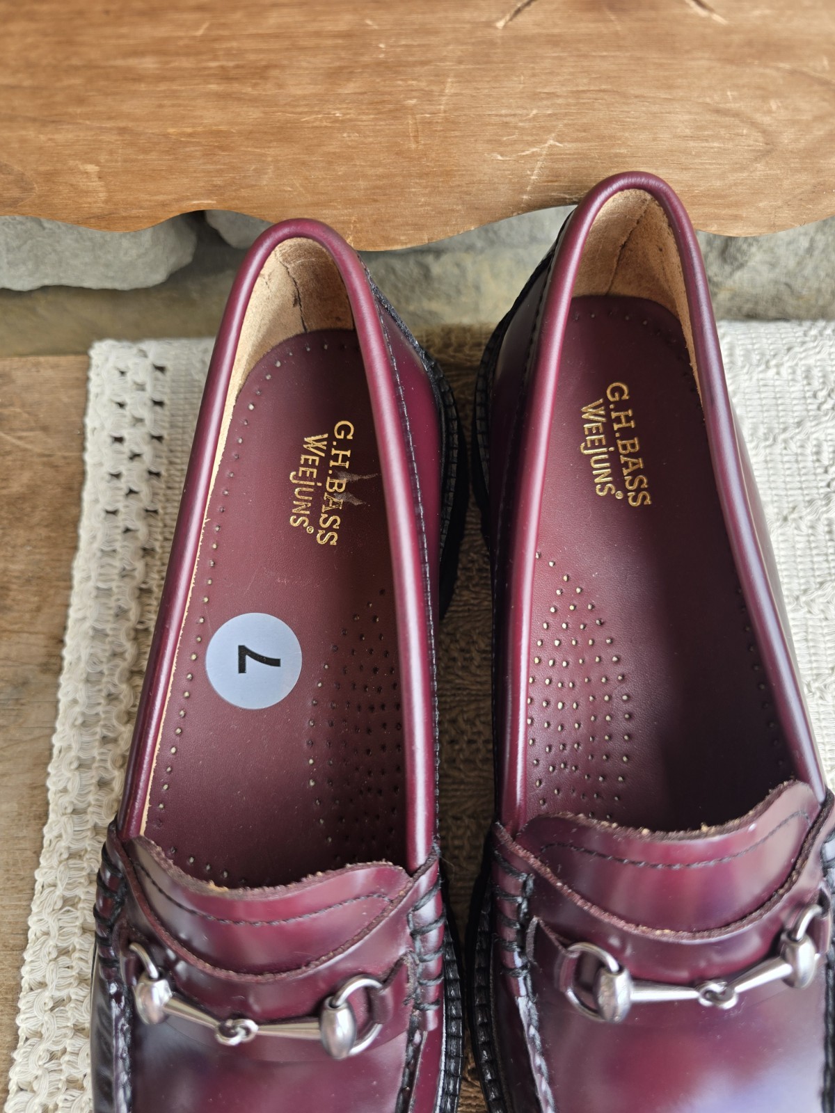 GH Bass WeeJuns Lianna Bit Lug Sole Leather Penny Loafer Shoes Womens Sz 7