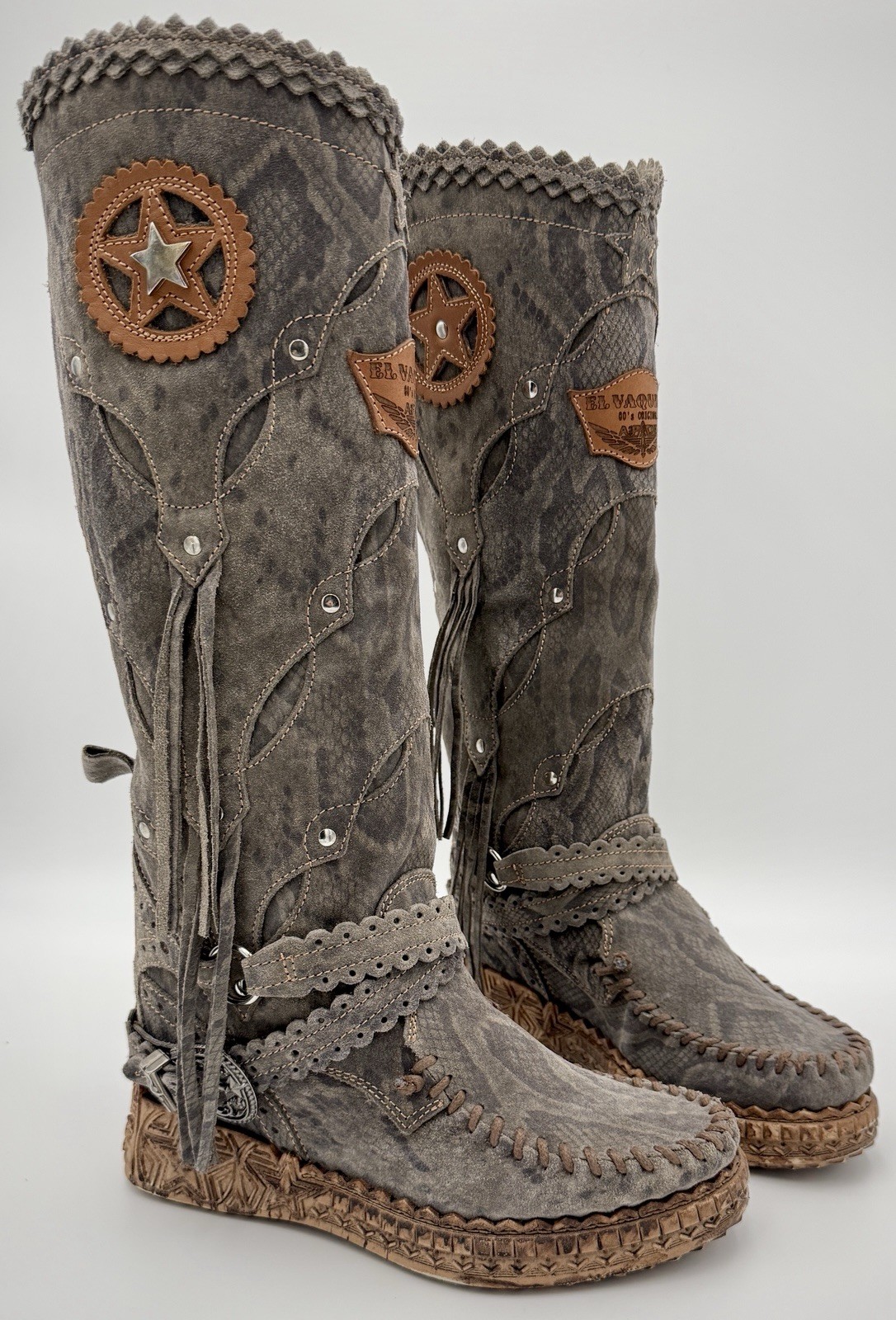 El Vaquero Mirea | Reptile Vine | Sz 39 – Women’s Wedge Moccasin Boots NEW