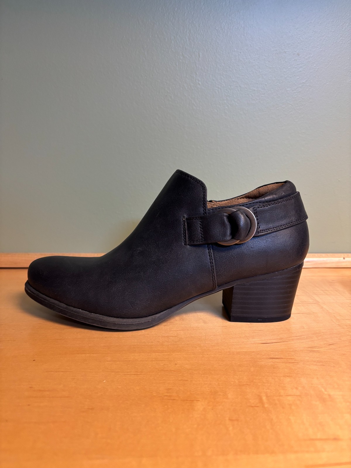 Natural Soul Womens 7.5 Candie Ankle Bootie Black Faux Leather NEW without box