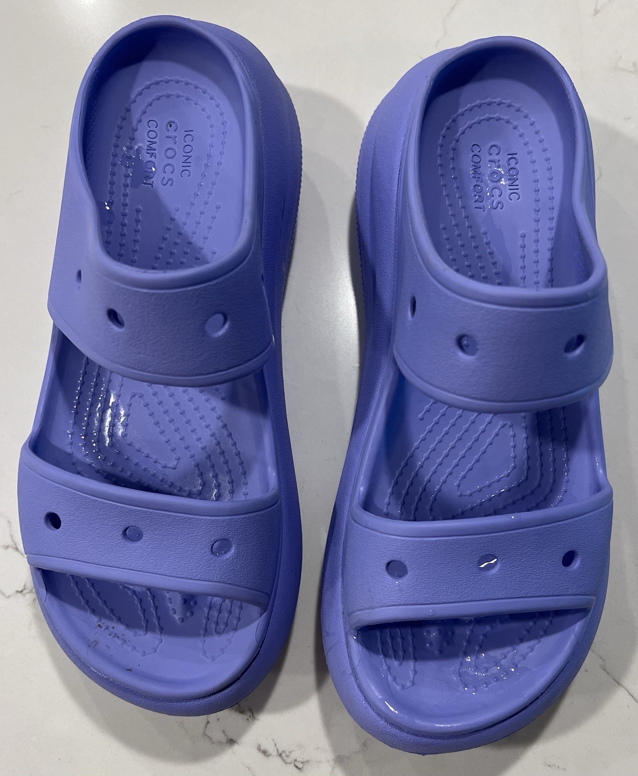 Crocs Classic CRUSH Platform Slide Sandals Moon Jelly Purple Women 7 Men 5