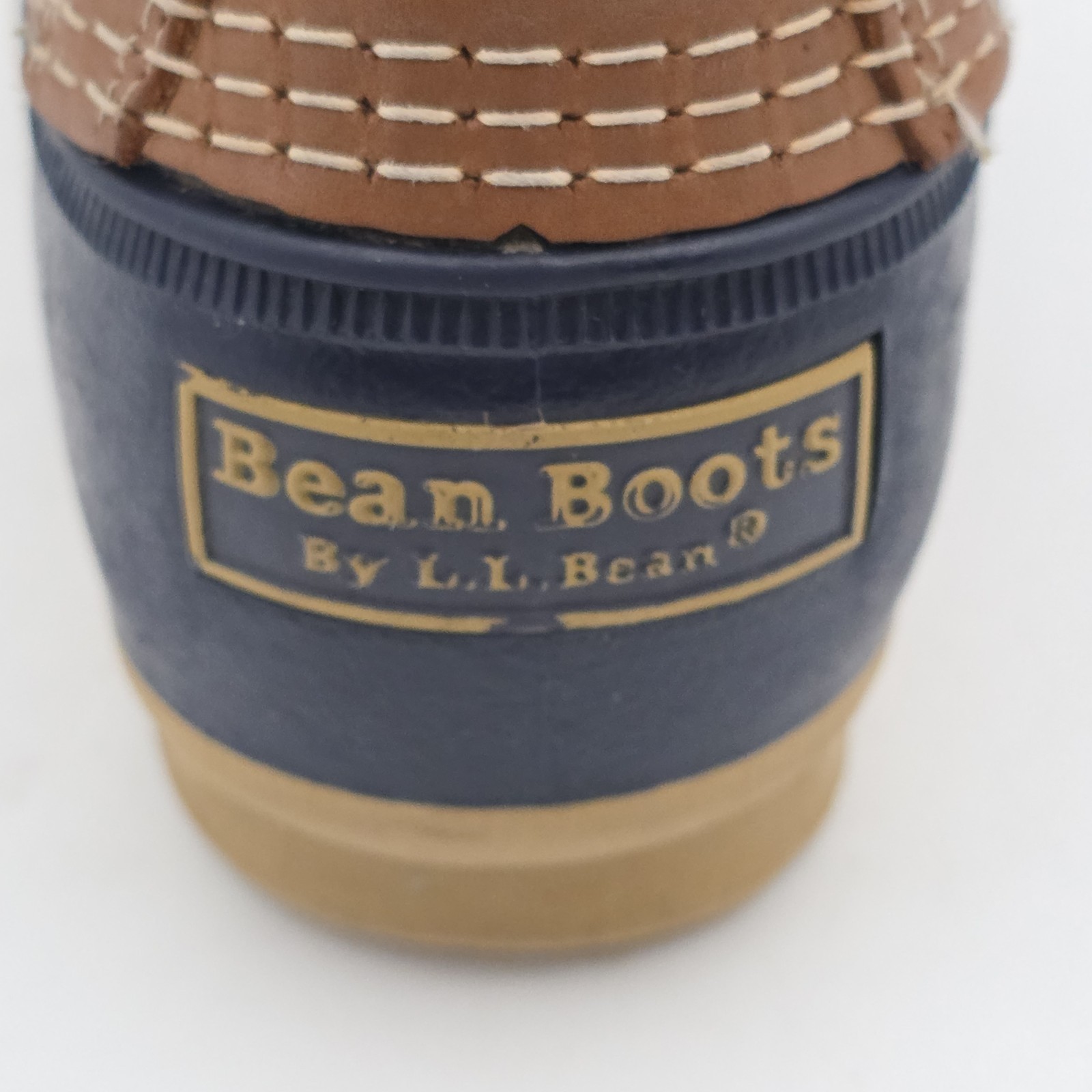 LL Bean Unisex Maine Bean Boot Shoe Leather Duck Boots Tan and Navy M – 7, W – 9