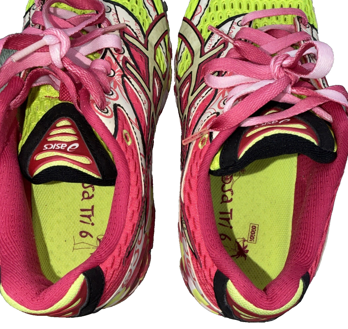 ASICS Gel Noosa Tri 6 W Size 8 Pink Lime Green Y2K Vintage Runner EUC T163N