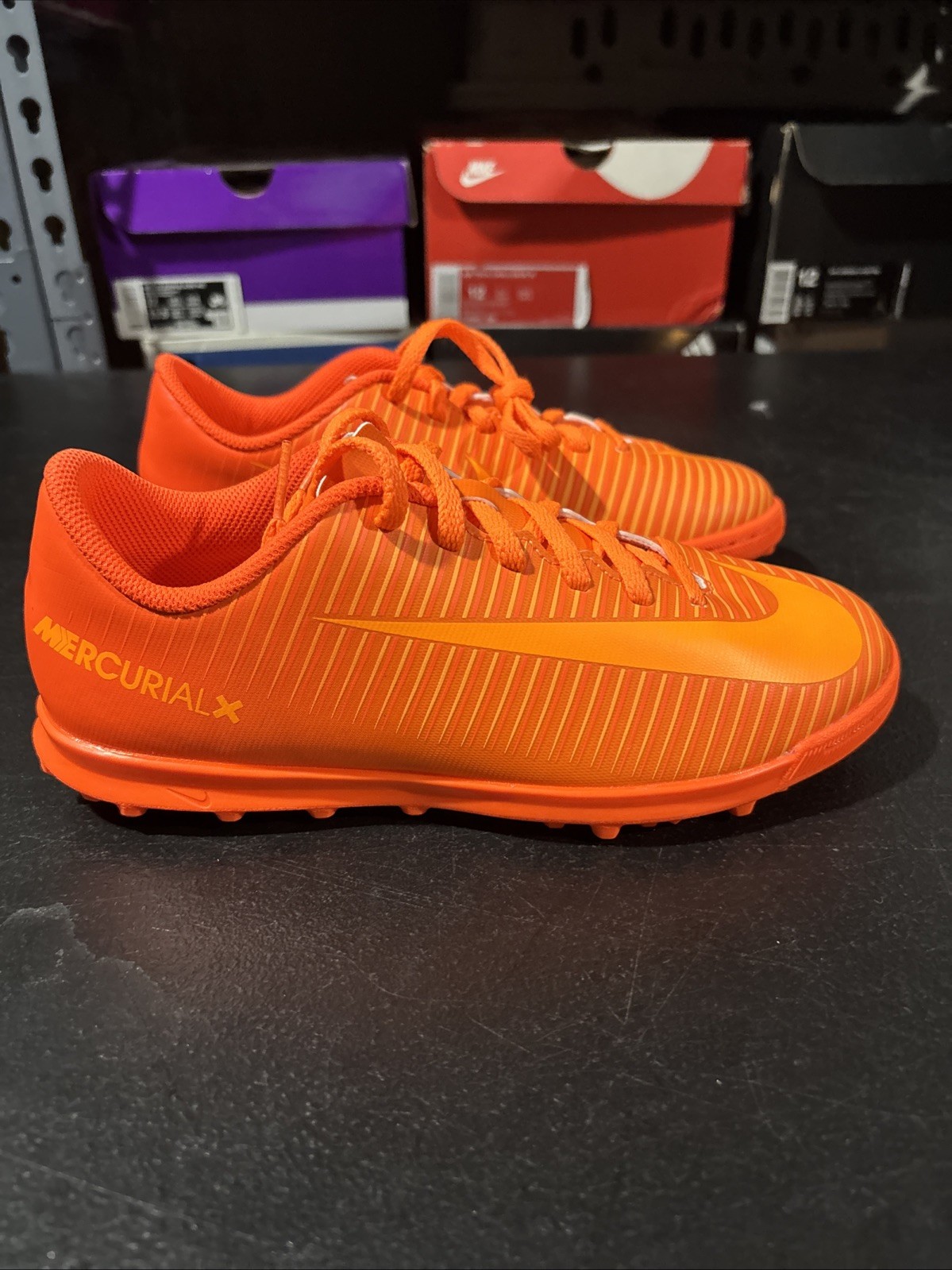 🔥 Big Kids NIKE MERCURIALX VORTEX III TF turf soccer Cleats Wmns 6.5 Orange IC